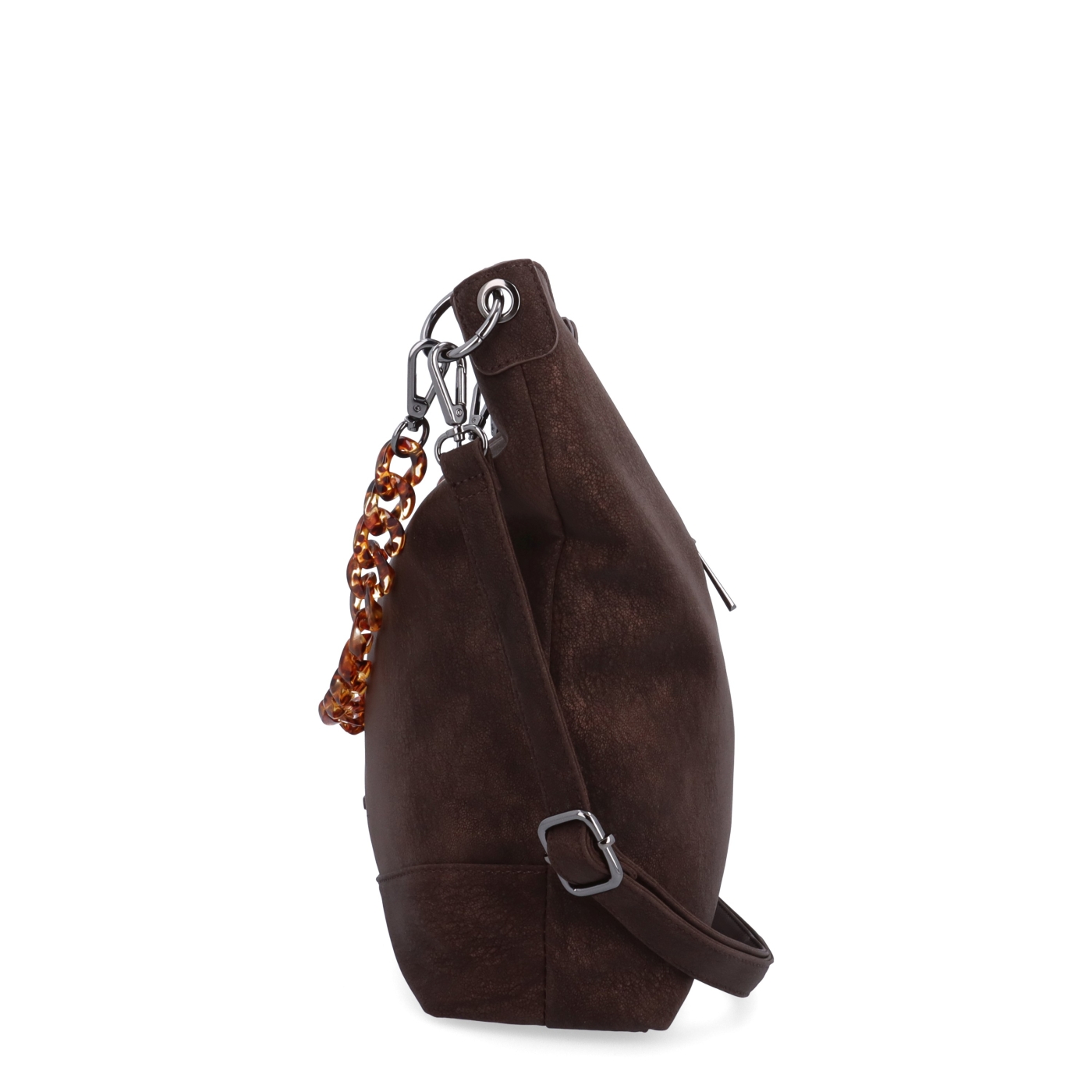 Stylová crossbody kabelka s odepínacím řetízkem Carmelo materiál syntetická kůže zapínání na zip barva hnědá velikost střední 4660 H Z boku