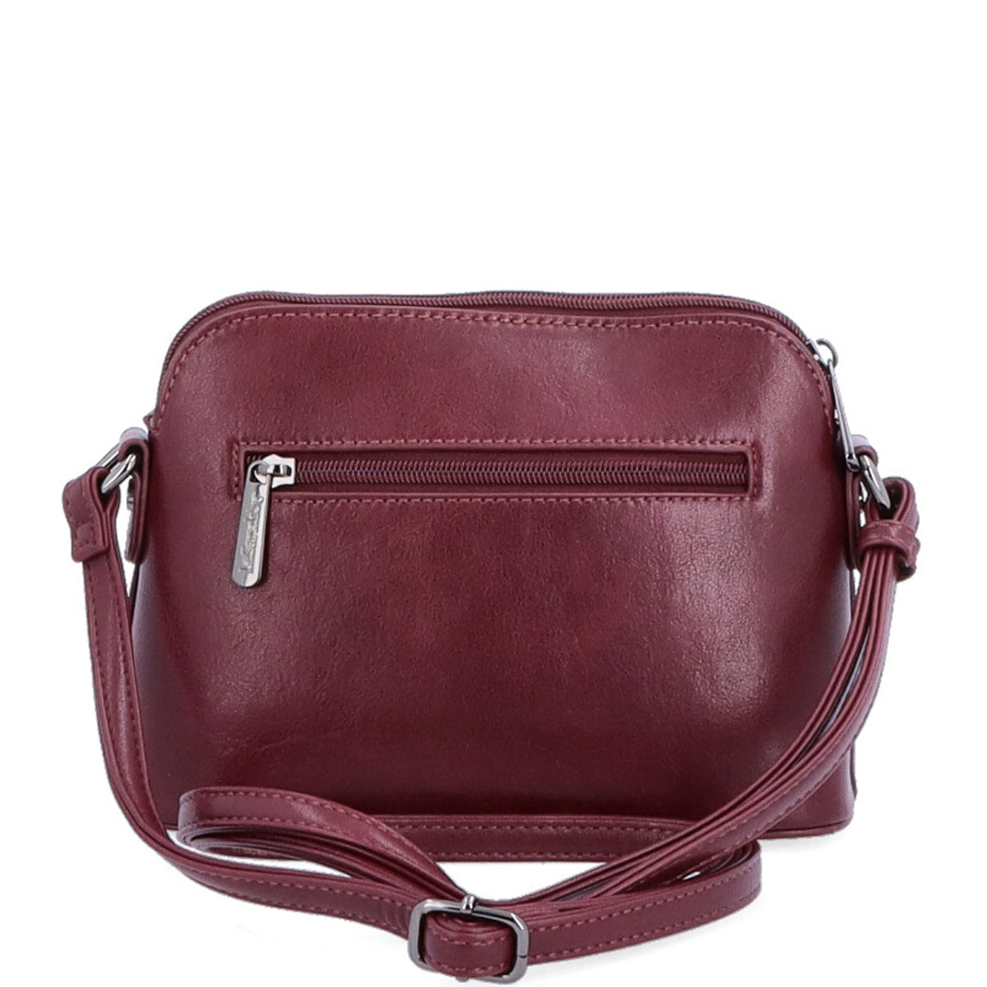 Minimalistická crossbody kabelka Le Sands materiál syntetická kůže zapínání na zip barva vínová velikost malá 7710 BO Zezadu