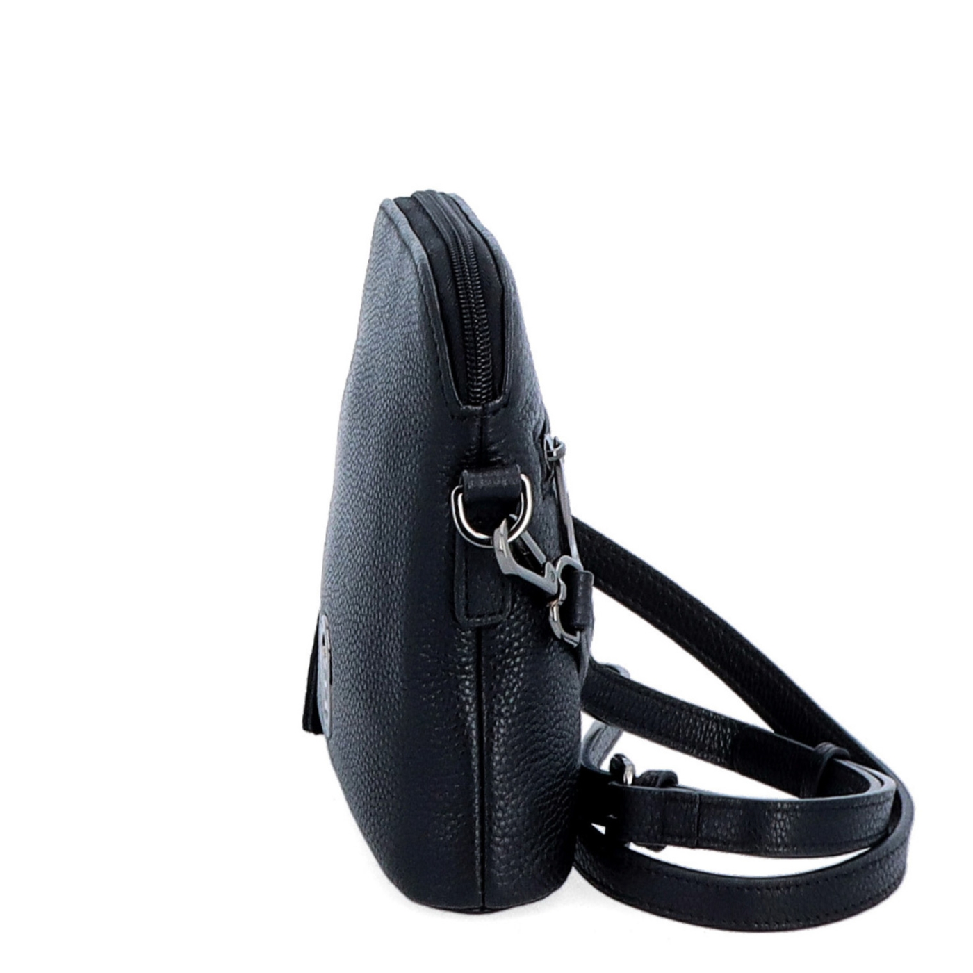 Malá kožená crossbody kabelka Noelia Bolger materiál kůže zapínání na zip barva černá velikost malá NB 3017 C Z boku