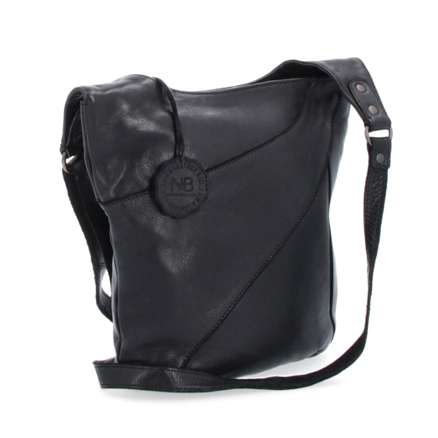 Elegantní kožená crossbody kabelka s kapsami Noelia Bolger materiál kůže zapínání na zip barva černá velikost malá NB 2101 C