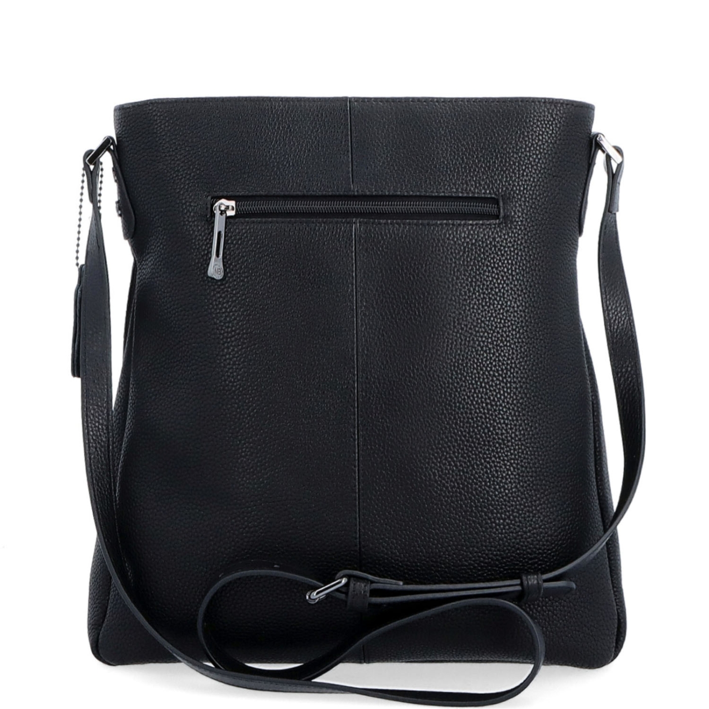 Minimalistická kožená crossbody kabelka pro každý den Noelia Bolger materiál kůže zapínání na zip barva černá velikost střední NB 3005 C Zezadu