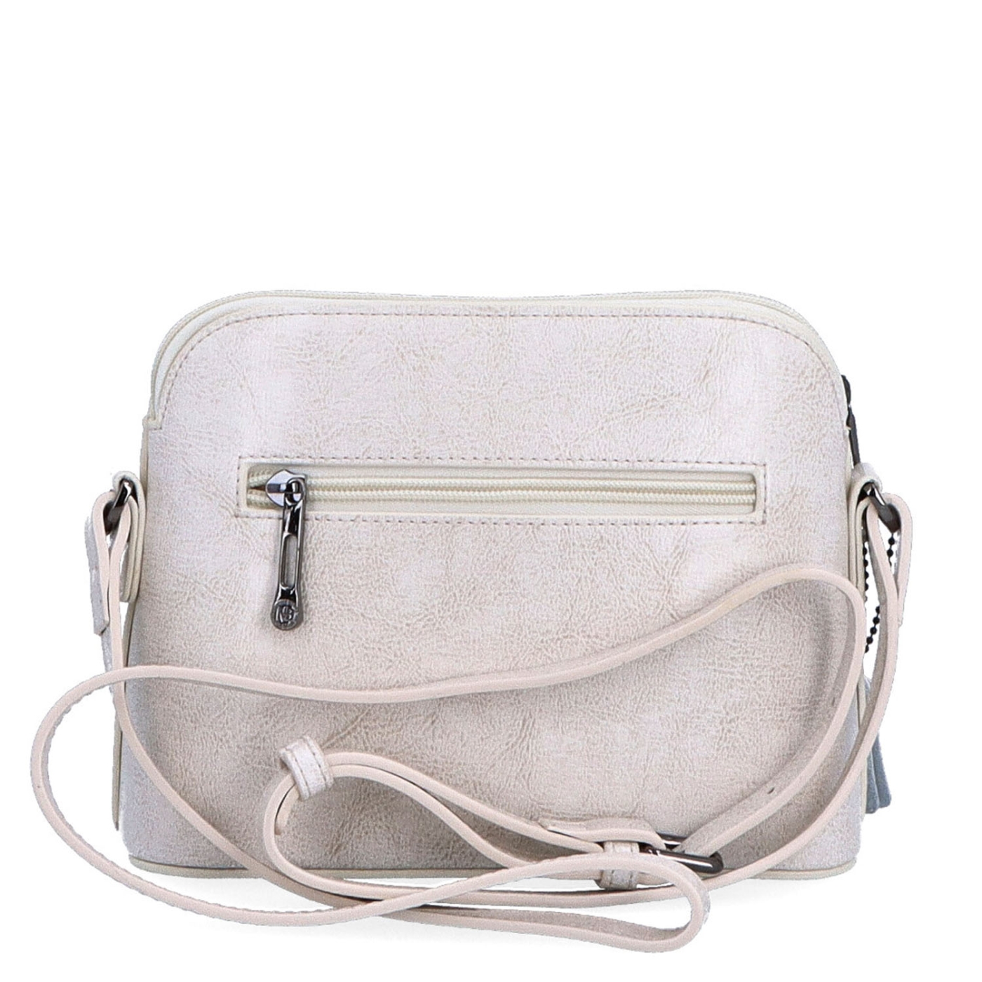 Luxusní malá kožená crossbody kabelka Noelia Bolger materiál kůže zapínání na zip barva bílá velikost malá NB 0080 OW Zezadu