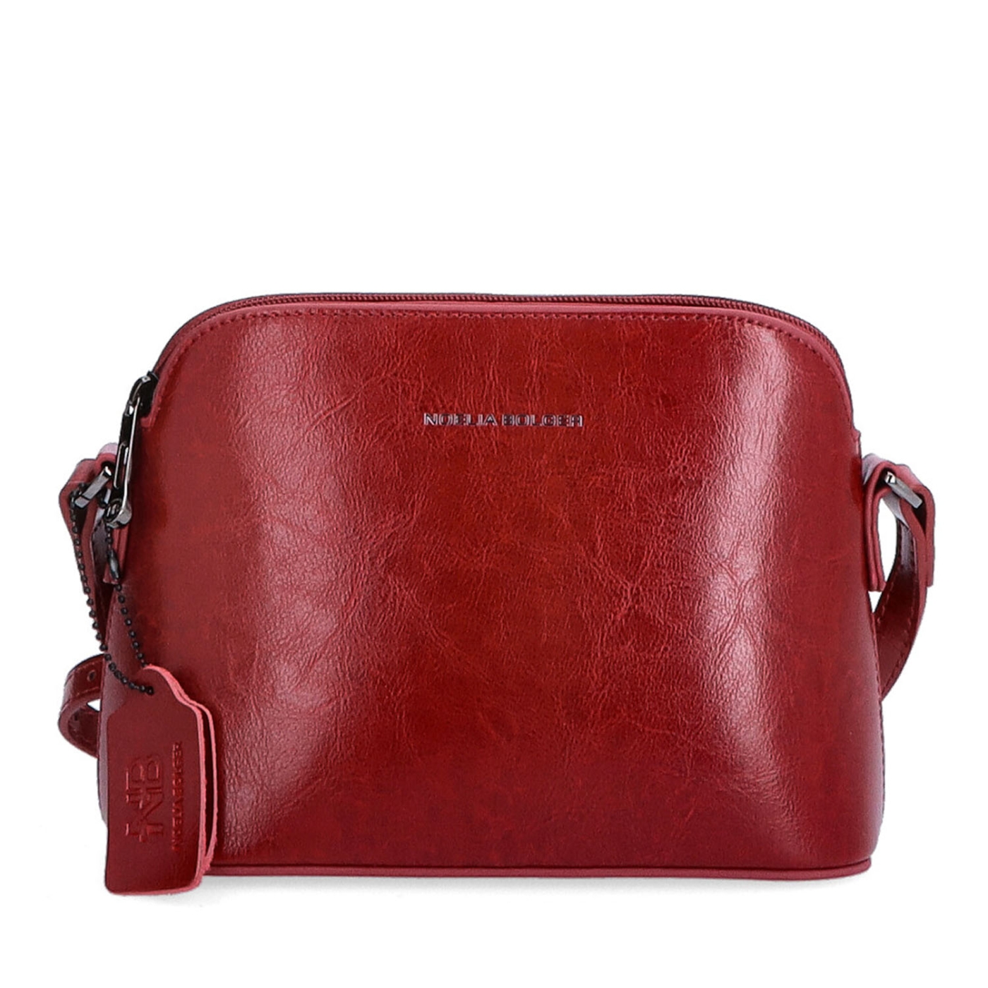 Luxusní malá kožená crossbody kabelka Noelia Bolger materiál kůže zapínání na zip barva červená velikost malá NB 0080 TCV Zepředu