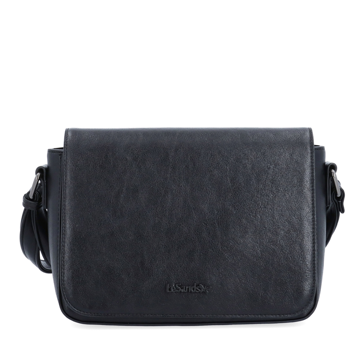 Nadčasová crossbody kabelka s klopou Le Sands materiál syntetická kůže zapínání s klopou barva černá velikost malá 7724 C Zepředu