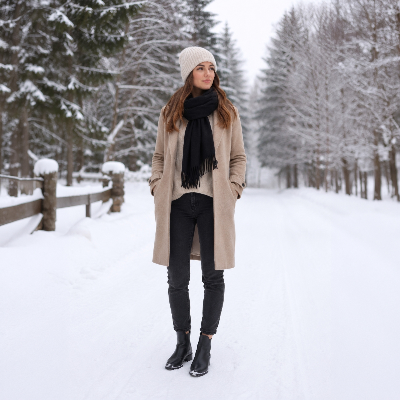 Elegantní jednobarevná šála s třásněmi Noelia Bolger materiál Polyester s příměsí vlny barva černá KZ003 - 01