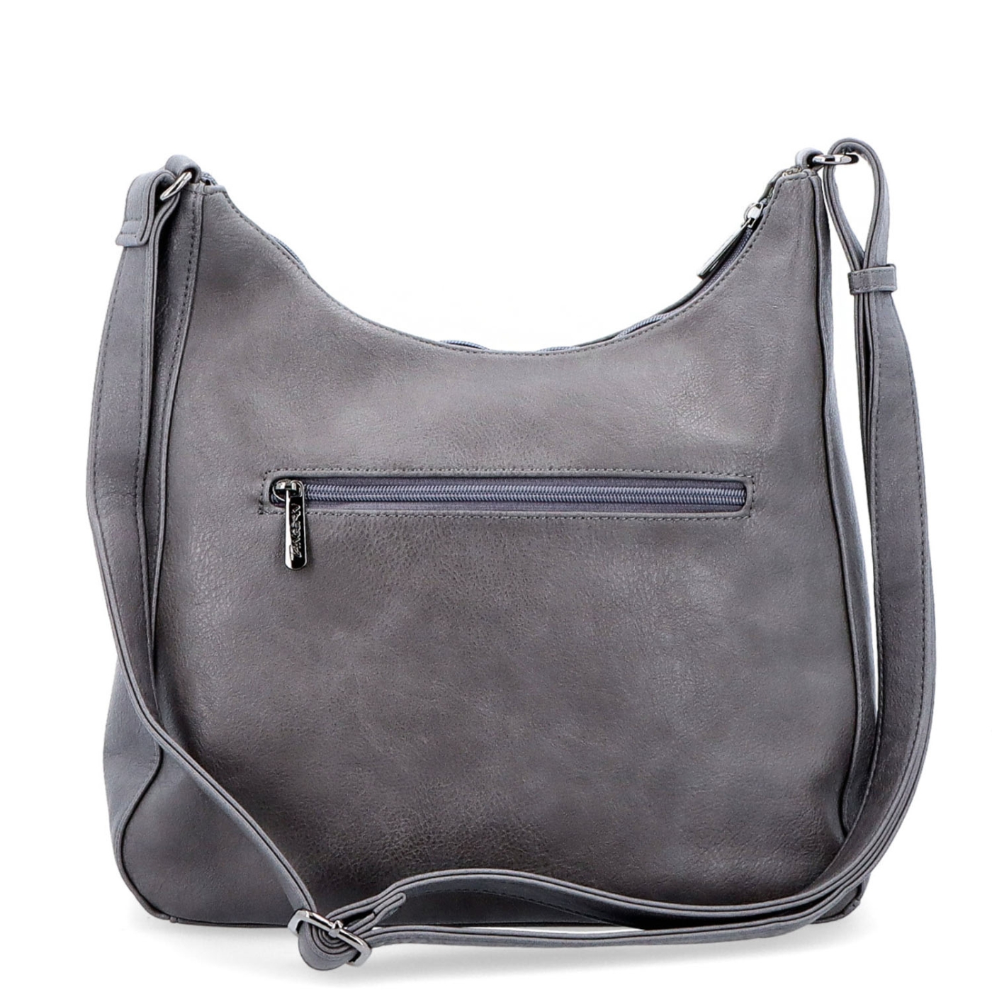 Městská crossbody kabelka ze syntetické kůže Tangerin materiál syntetická kůže zapínání na zip barva šedá velikost střední 8046 TS Zezadu