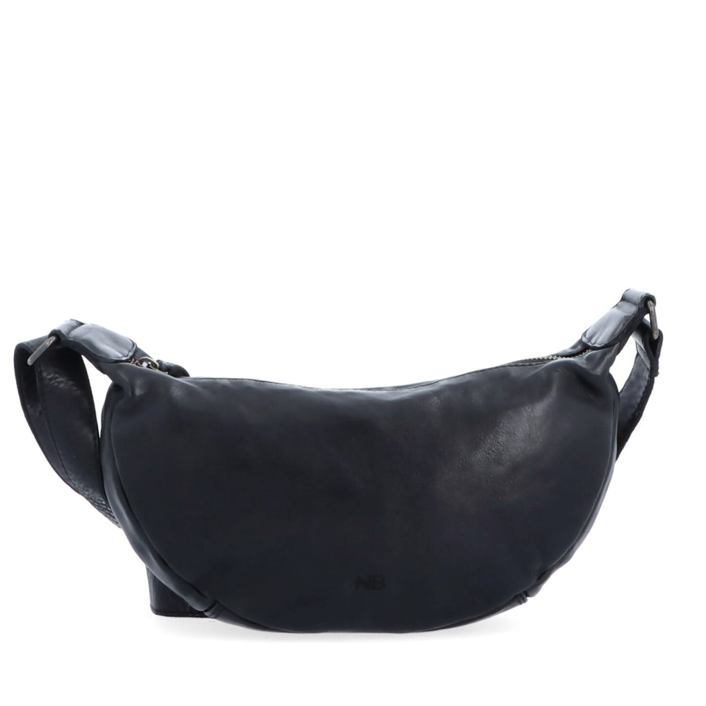 Malá kožená moonbag kabelka Noelia Bolger materiál kůže zapínání na zip barva černá velikost malá NB 2411 C Zepředu