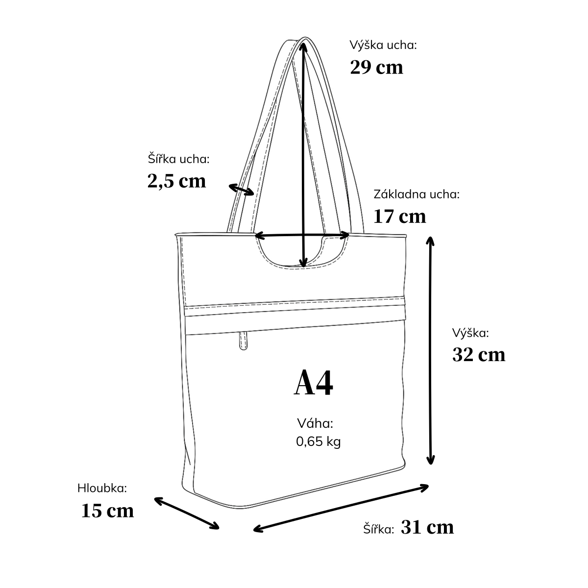 Praktická shopperka přes rameno Carmelo materiál syntetická kůže zapínání na zip barva černá velikost velká 4323 C Rozměry