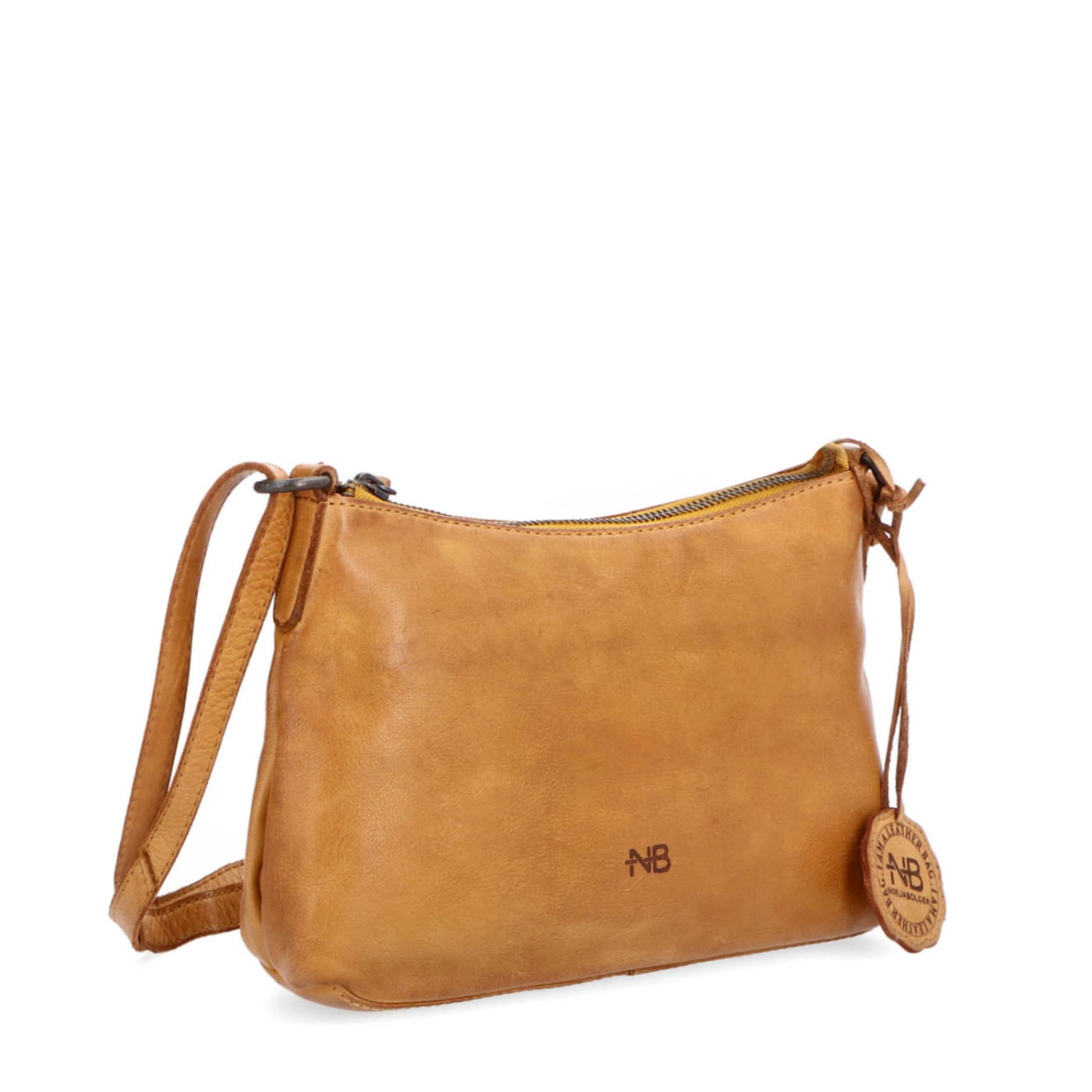 Praktická kožená crossbody na každý den Noelia Bolger materiál kůže zapínání na zip barva žlutá velikost malá NB 2406 ZLU