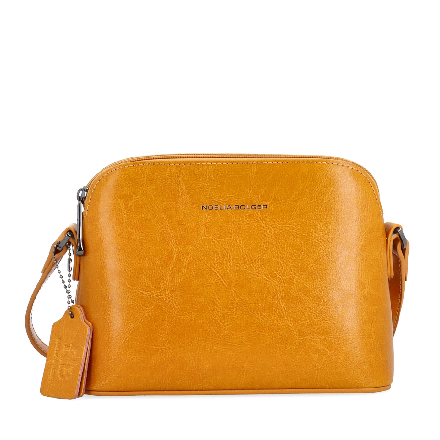 Luxusní malá kožená crossbody kabelka Noelia Bolger materiál kůže zapínání na zip barva žlutá velikost malá NB 0080 ZLU Zepředu
