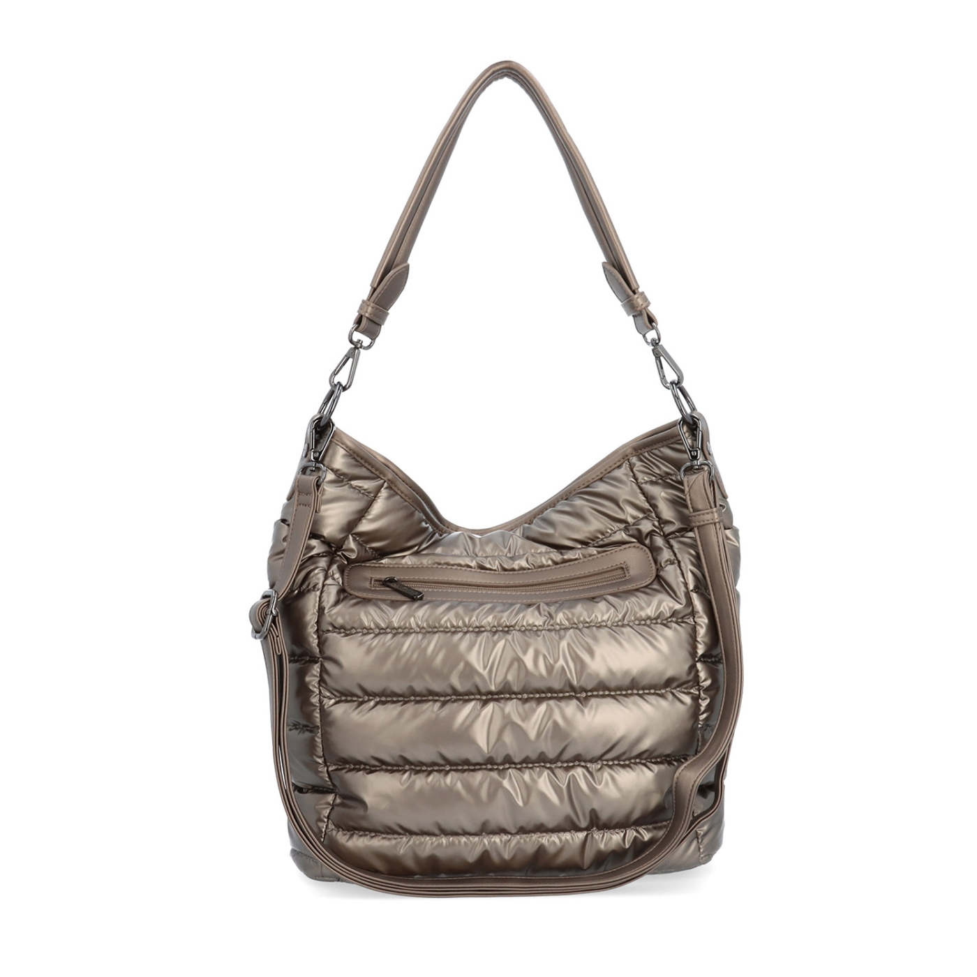 Měkká kabelka s prošíváním a elegantním nádechem Carmelo materiál nylon zapínání na zip barva metalická velikost střední 4383 BR Zezadu