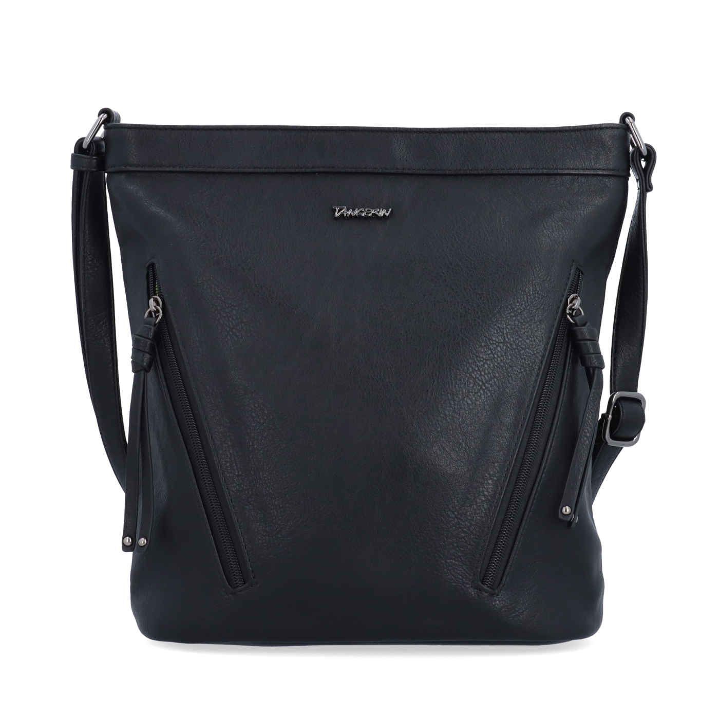 Crossbody kabelka s ozdobnými zipy Tangerin materiál syntetická kůže zapínání na zip barva černá velikost střední 8050 C Zepředu