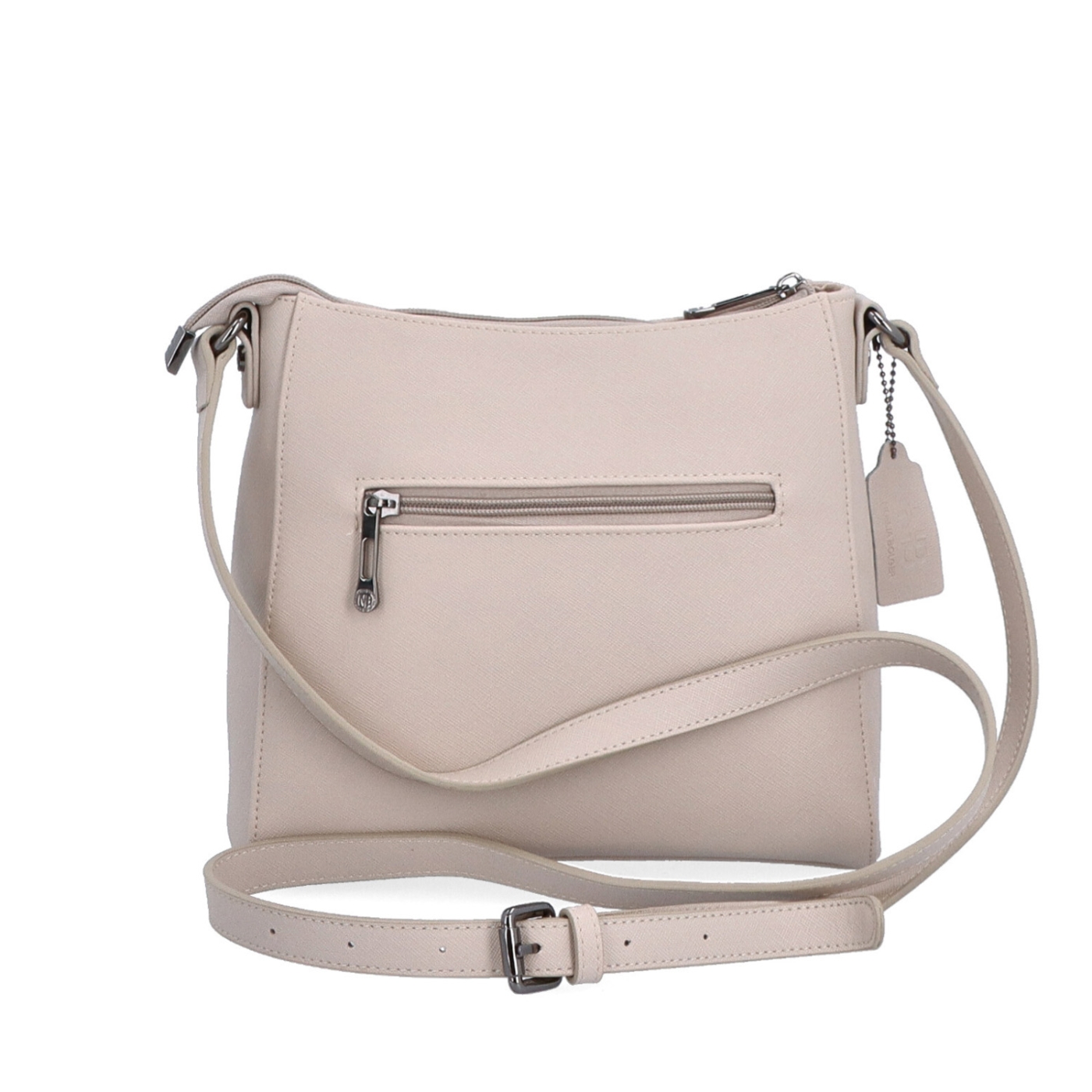 Kožená crossbody kabelka Noelia Bolger materiál kůže zapínání na zip barva šedá velikost malá NB 0074 SS Zezadu