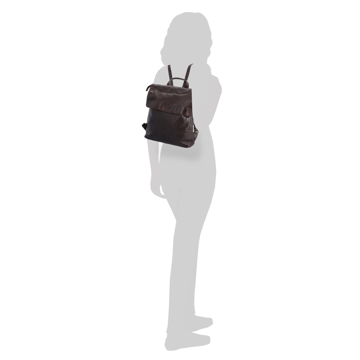 Kožený batoh s klopou ve vintage stylu Noelia Bolger materiál kůže zapínání na zip barva hnědá velikost střední NB 2014 H Na postavě