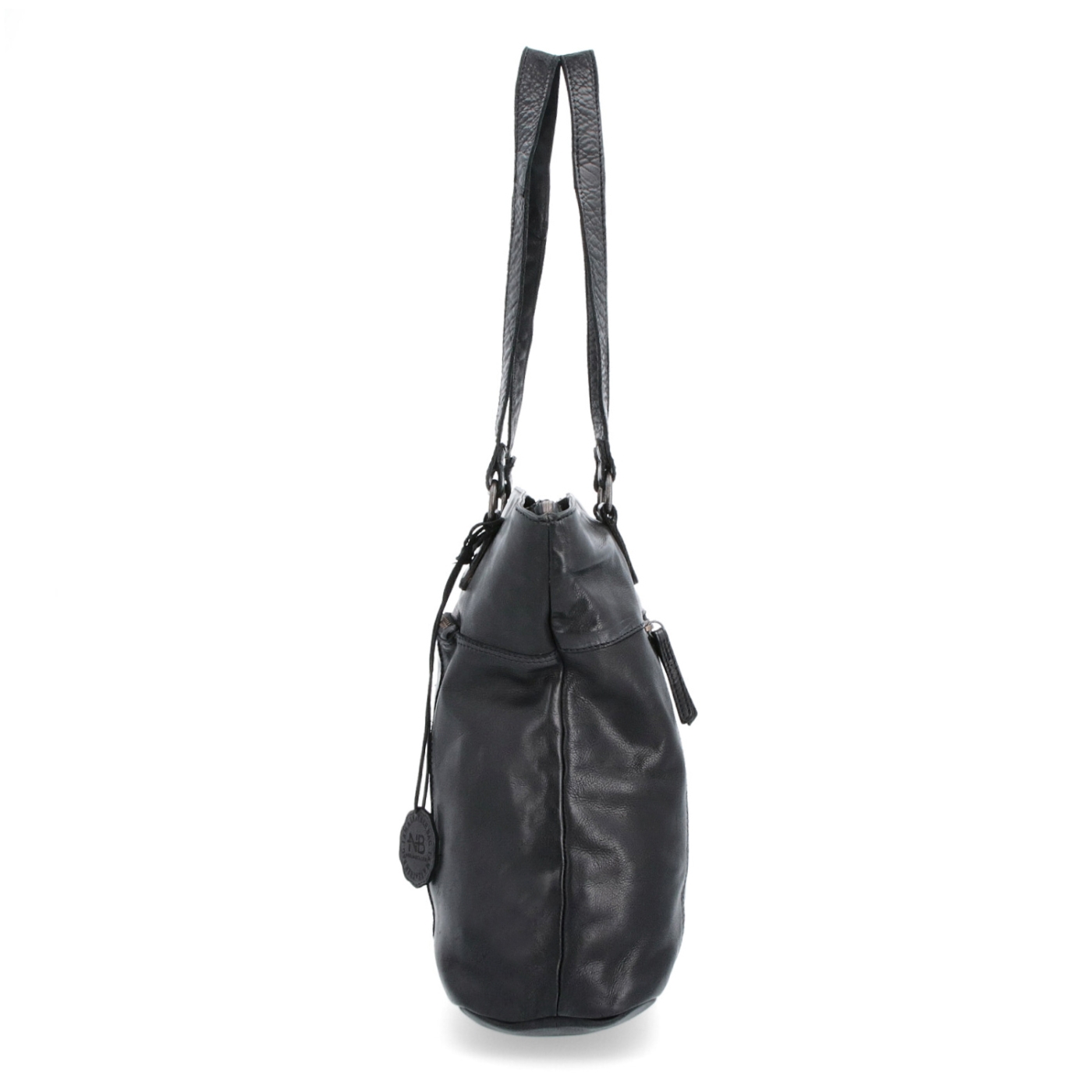 Velká kožená kabelka s kapsami na zip Noelia Bolger materiál kůže zapínání na zip barva černá velikost velká NB 2104 C Z boku