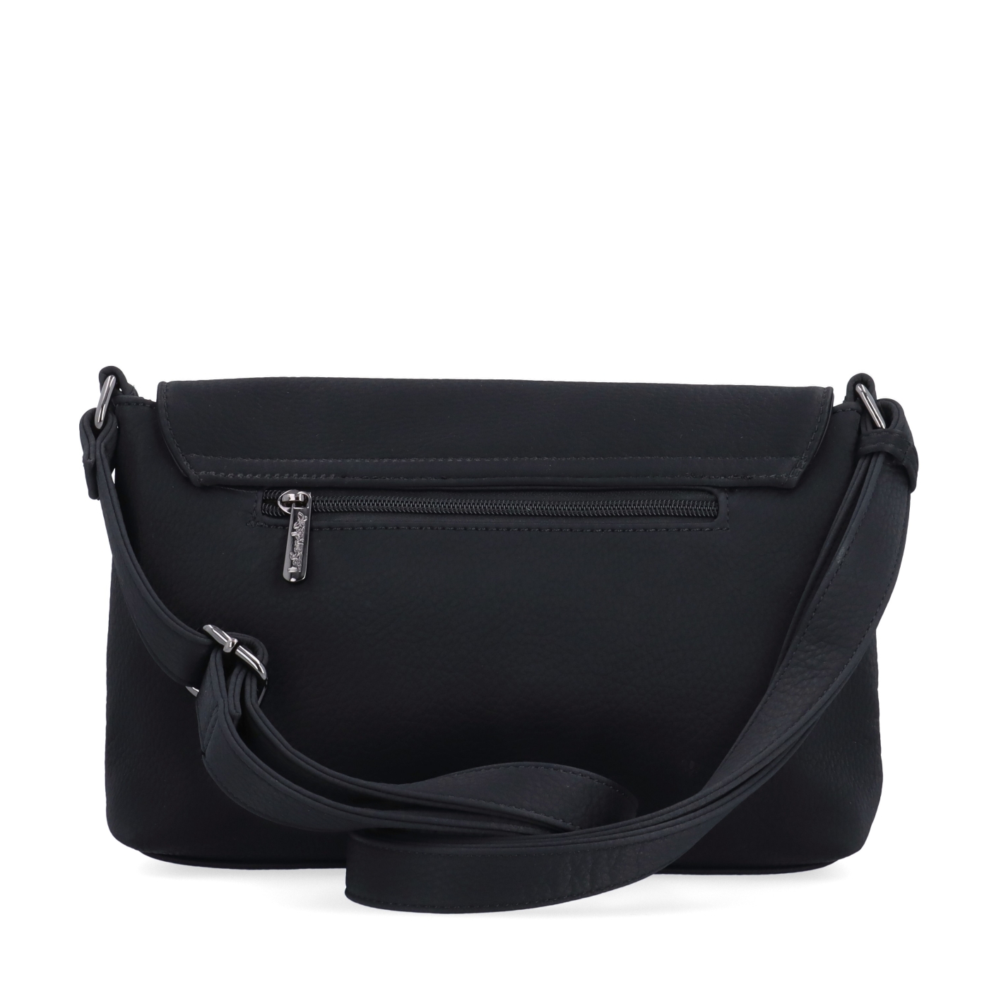 Elegantní crossbody kabelka s klopou Le Sands materiál syntetická kůže zapínání s klopou barva černá velikost malá 4652 C Zezadu