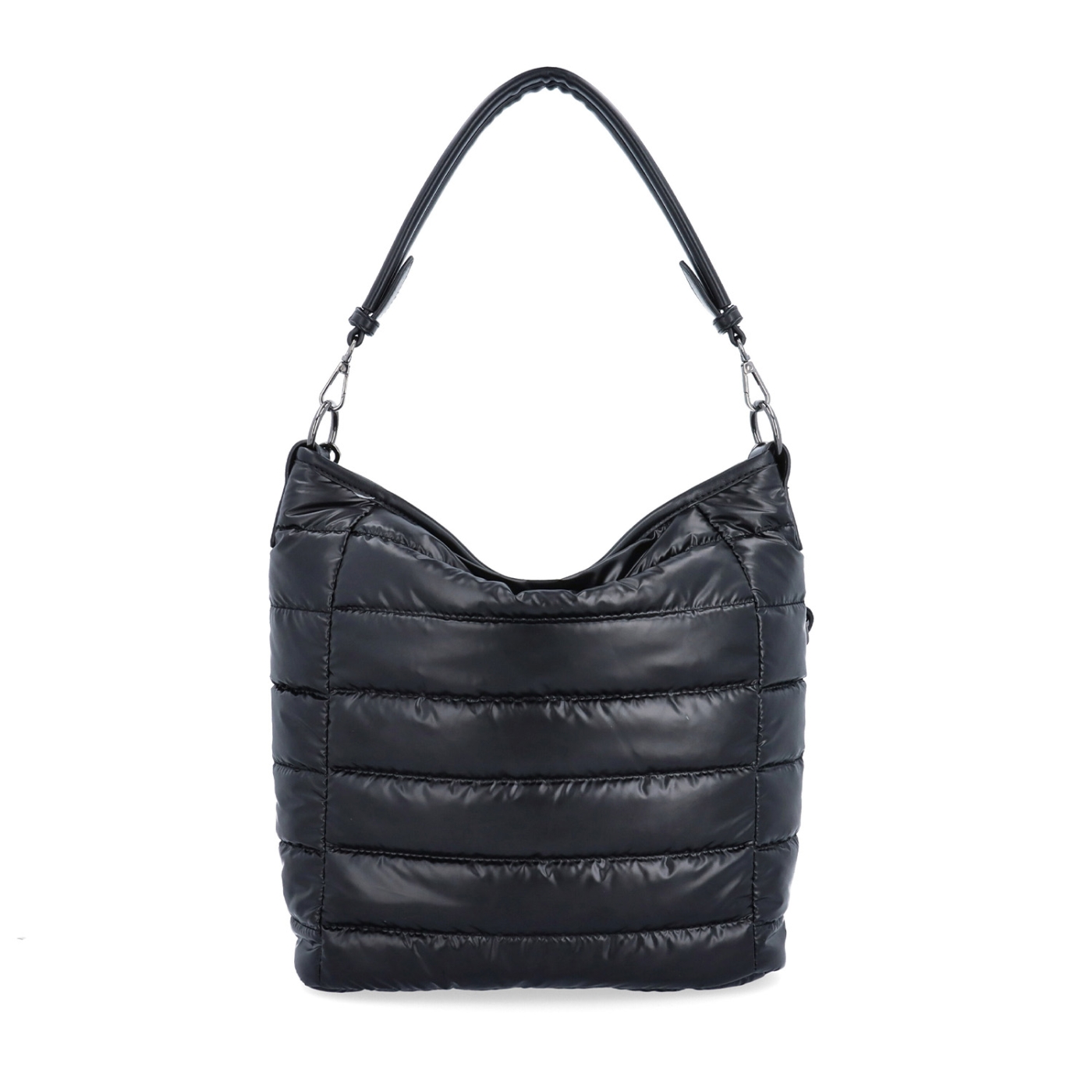Měkká kabelka s prošíváním a elegantním nádechem Carmelo materiál nylon zapínání na zip barva černá velikost střední 4383 C Zepředu