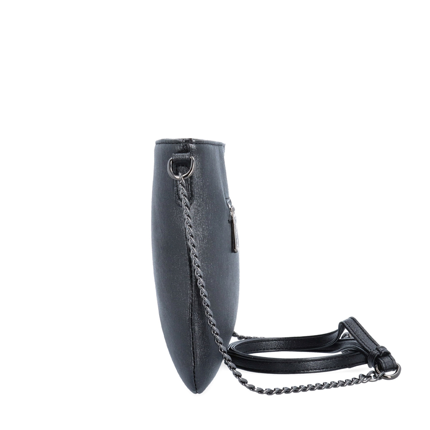 Elegantní crossbody kabelka s jemným leskem Le Sands materiál syntetická kůže zapínání na zip barva černá velikost malá 4608 C Z boku