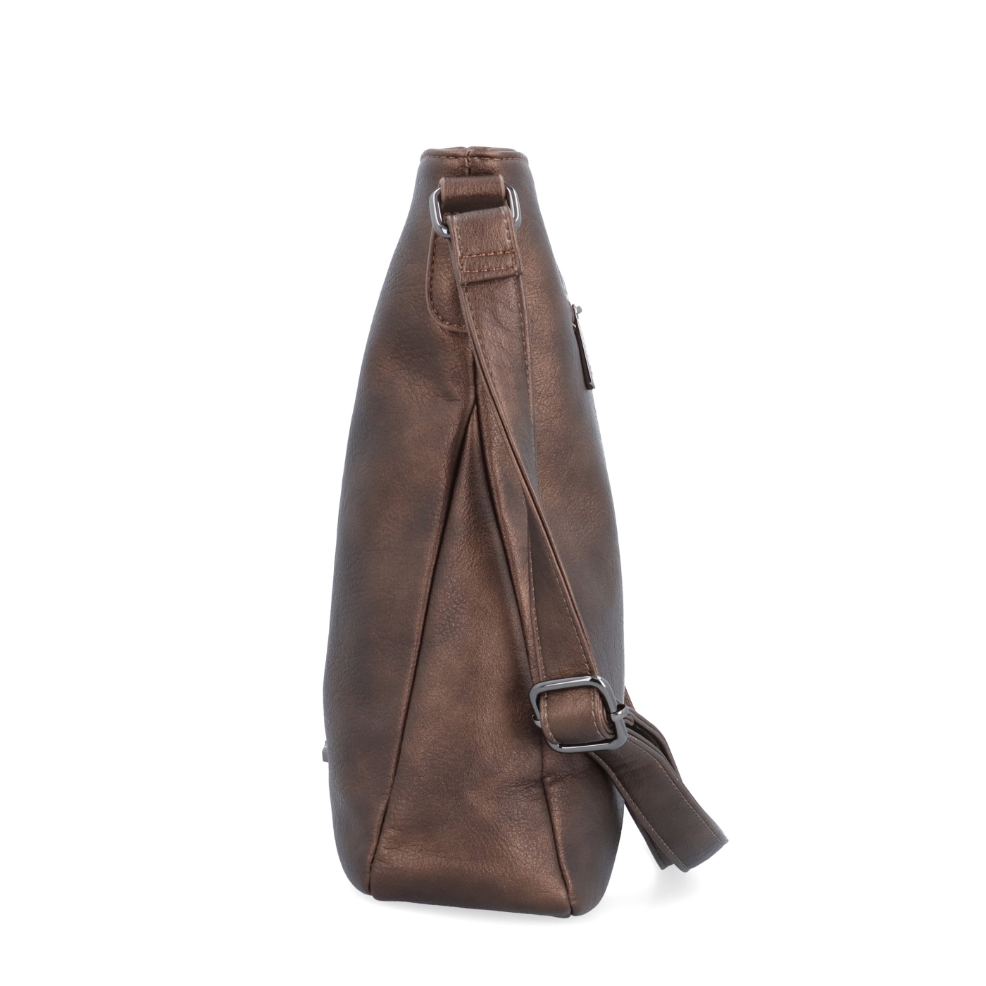 Crossbody kabelka s jednoduchým prošíváním Tangerin materiál syntetická kůže zapínání na zip barva metalická velikost střední 8003 BR Z boku