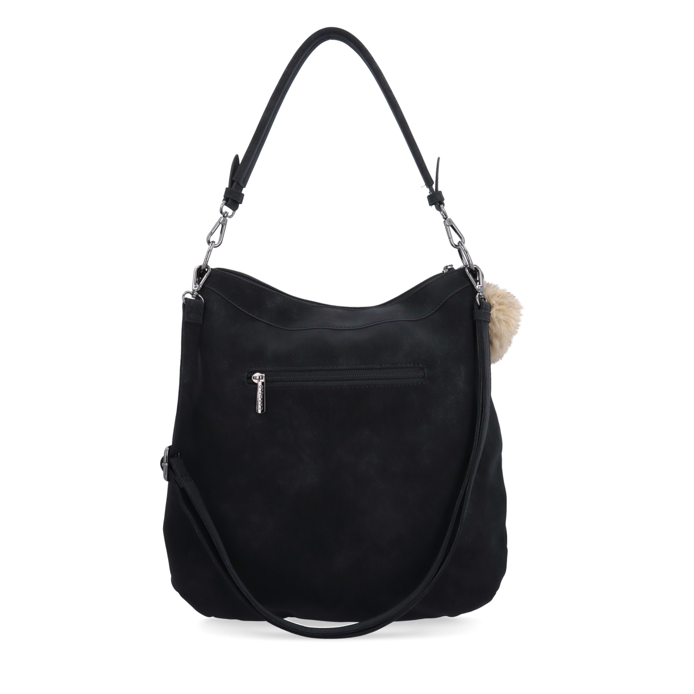 Praktická kabelka přes rameno i crossbody s prošitím Carmelo materiál syntetická kůže zapínání na zip barva černá velikost střední 4656 C Zezadu