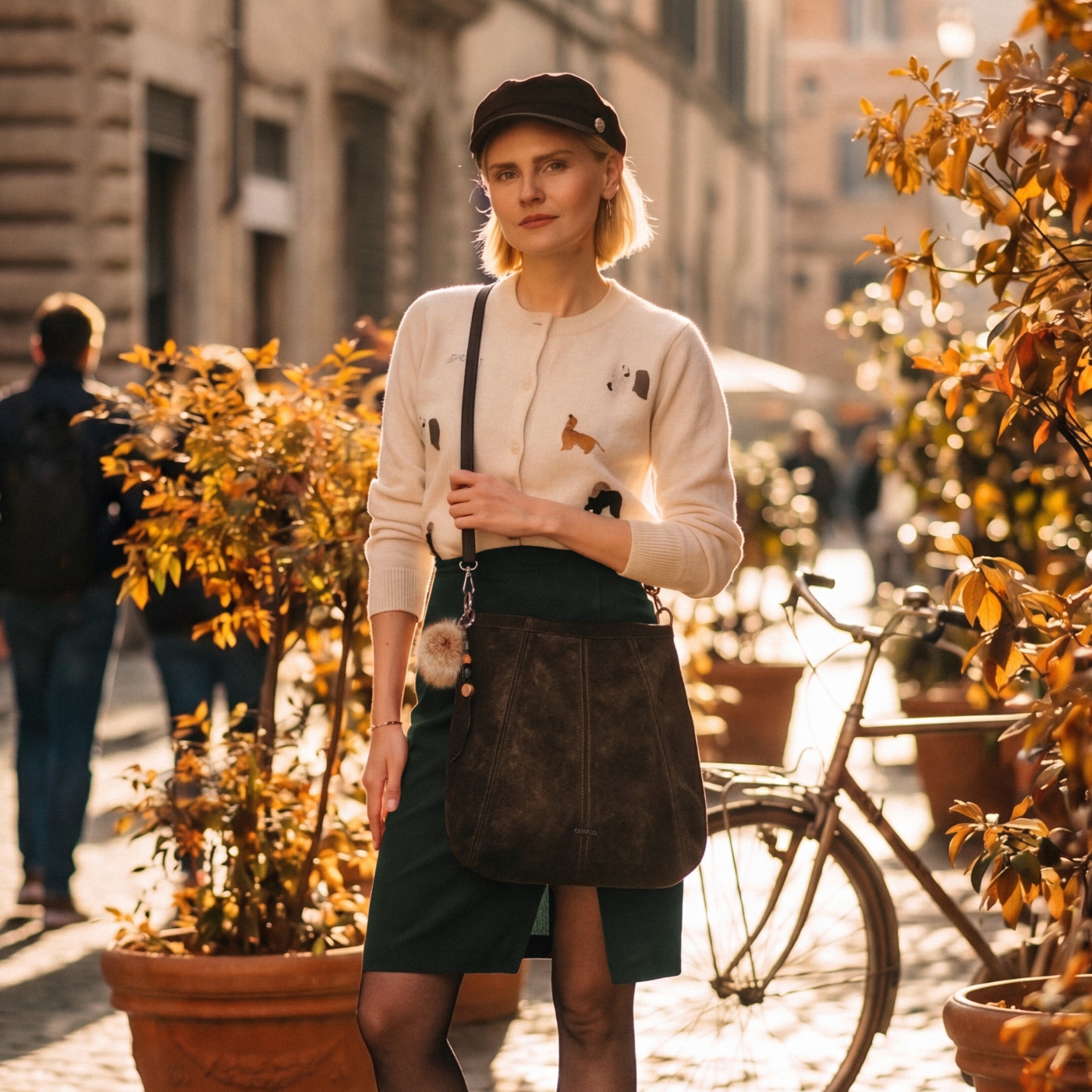Praktická kabelka přes rameno i crossbody s prošitím Carmelo materiál syntetická kůže zapínání na zip barva hnědá velikost střední 4656 TH Lifestyle