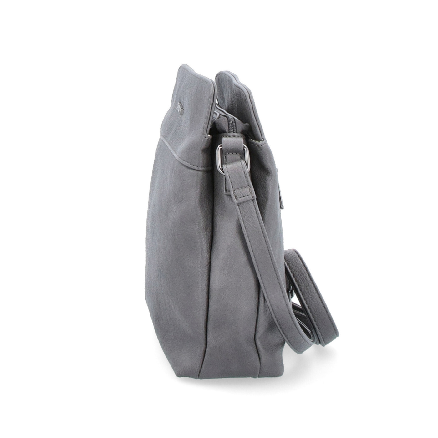 Crossbody kabelka Tangerin materiál syntetická kůže zapínání na zip barva šedá velikost malá 8021 TS Z boku