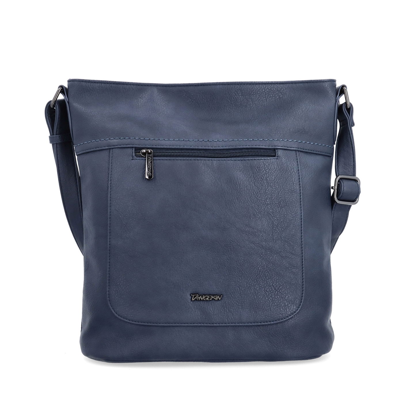 Crossbody kabelka s přední a zadní kapsou Tangerin materiál syntetická kůže zapínání na zip barva modrá velikost střední 8036 TM Zepředu