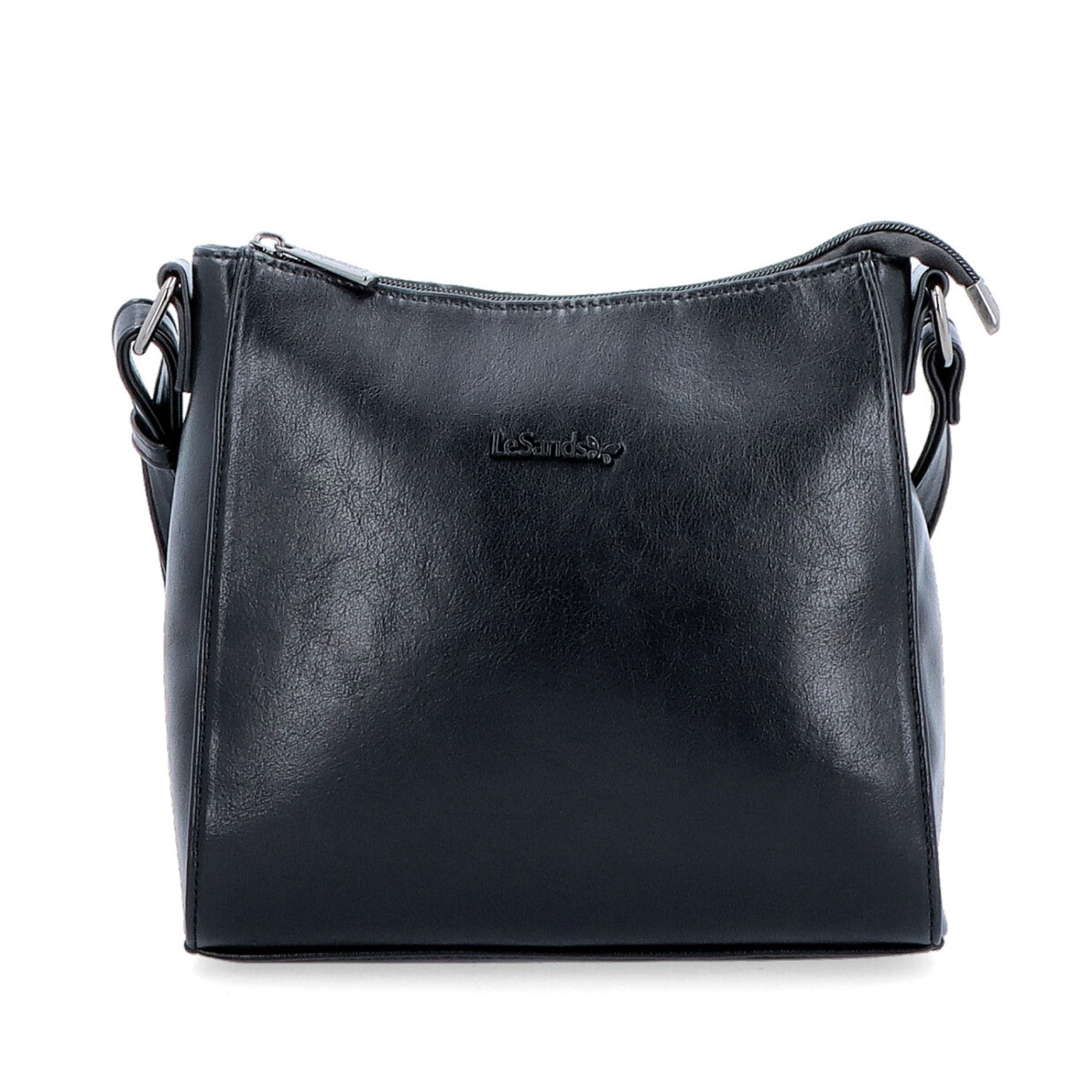 Minimalistická crossbody kabelka do města Le Sands materiál syntetická kůže zapínání na zip barva černá velikost malá 7706 C Zepředu