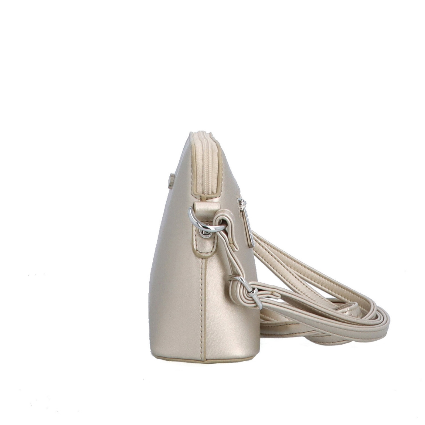 Minimalistická crossbody kabelka Le Sands materiál syntetická kůže zapínání na zip barva metalická velikost malá 7710 ZL Z boku