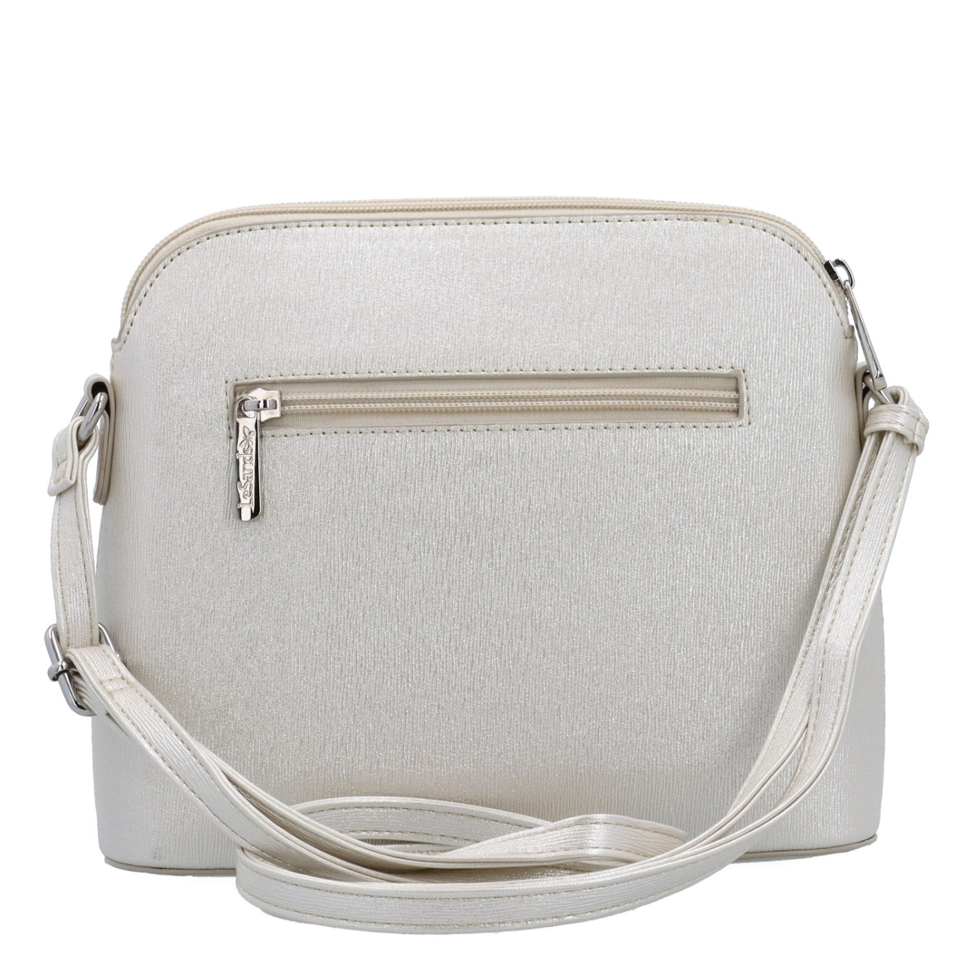 Elegantní crossbody kabelka s čistým designem Le Sands materiál syntetická kůže zapínání na zip barva béžová velikost malá 4607 PRL Zezadu