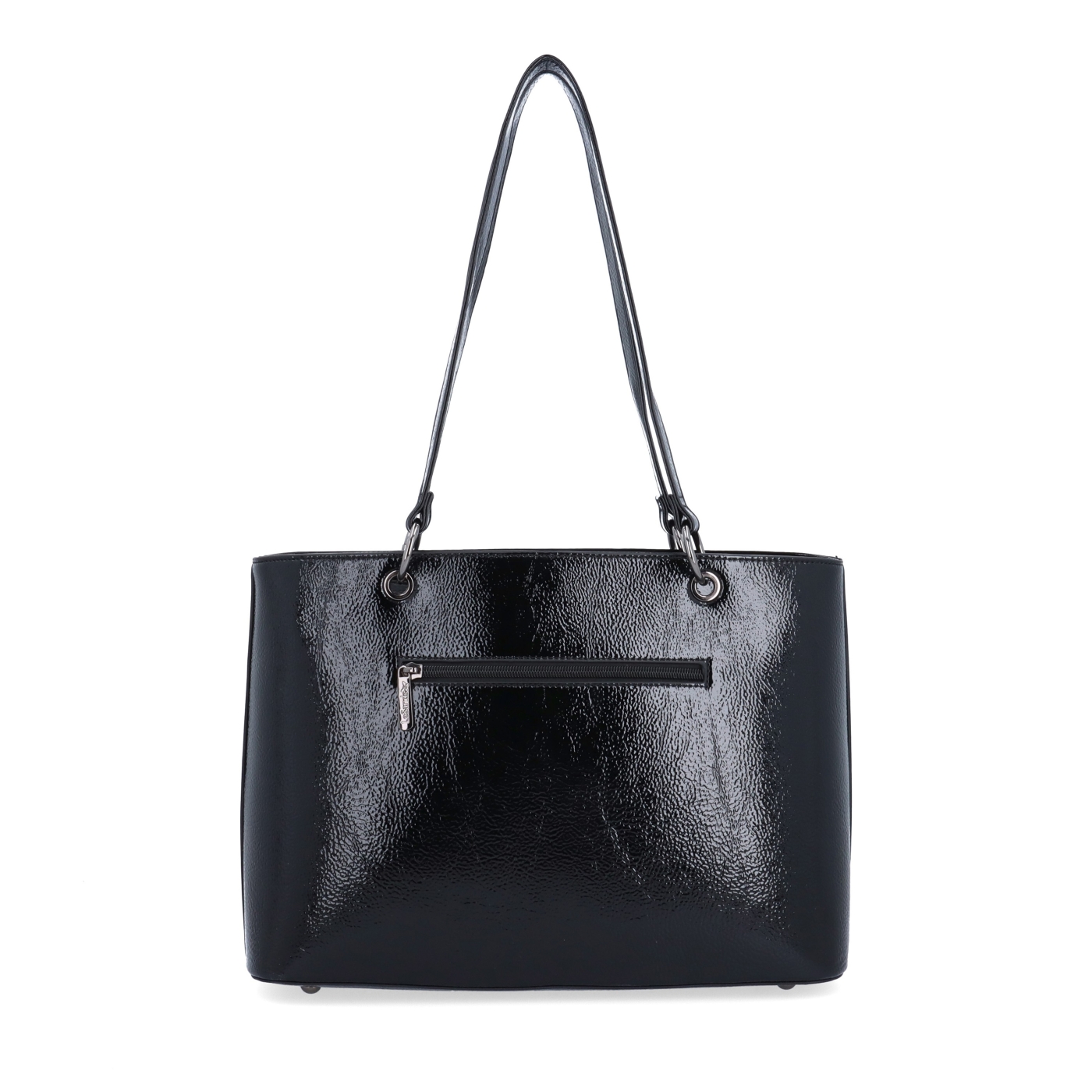 Stylová shopper kabelka přes rameno LeSands materiál syntetická kůže zapínání na zip barva černá velikost velká 4641 C Zezadu