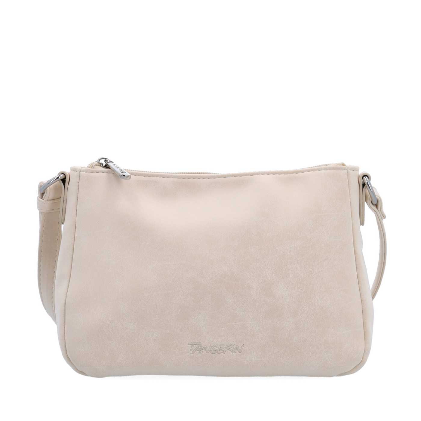 Malá minimalistická crossbody kabelka s hebkým povrchem Tangerin materiál syntetická kůže zapínání na zip barva béžová velikost malá 7016 BE Zepředu