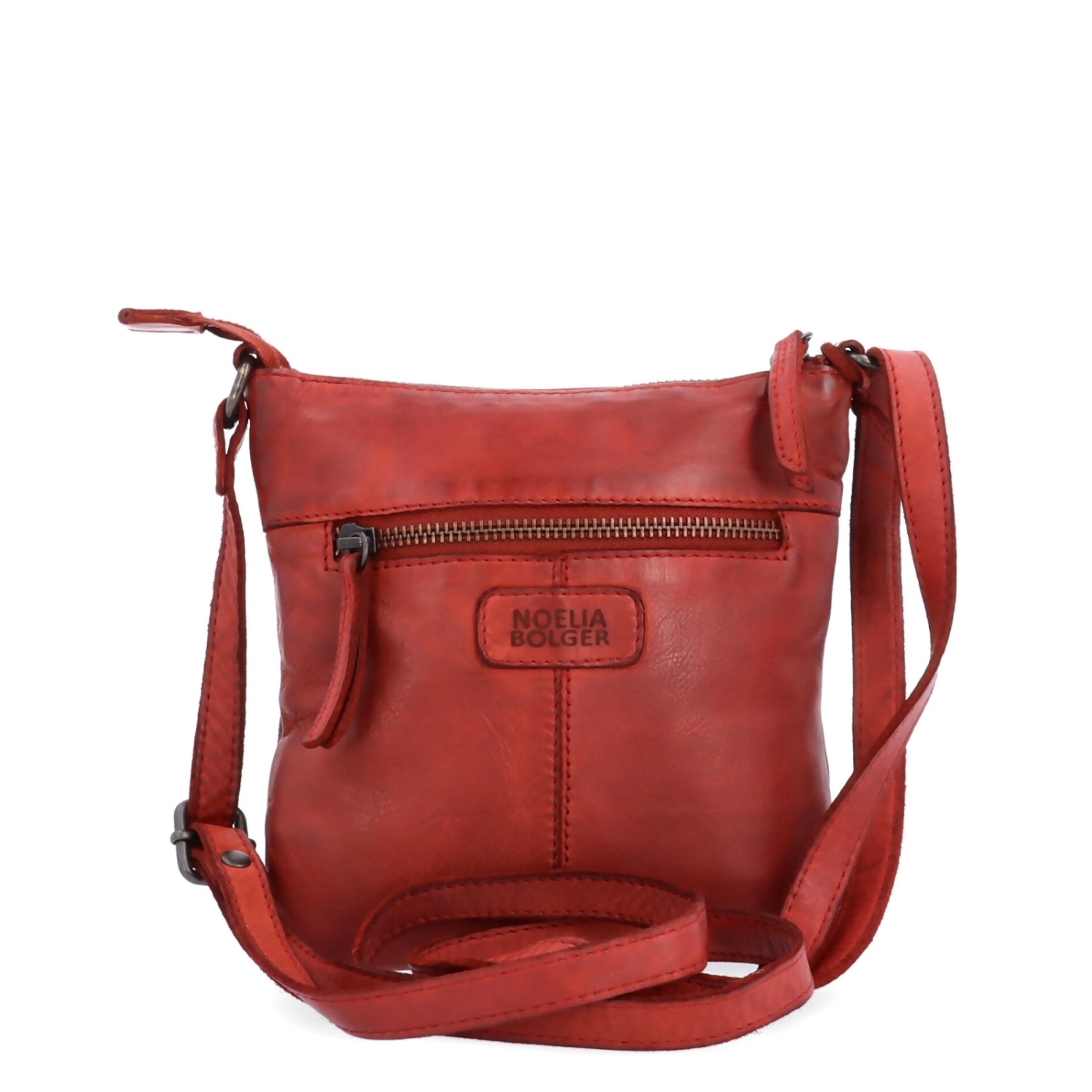 Elegantní kožená crossbody kabelka Noelia Bolger materiál kůže zapínání na zip barva červená velikost malá NB 2415 CV Zezadu