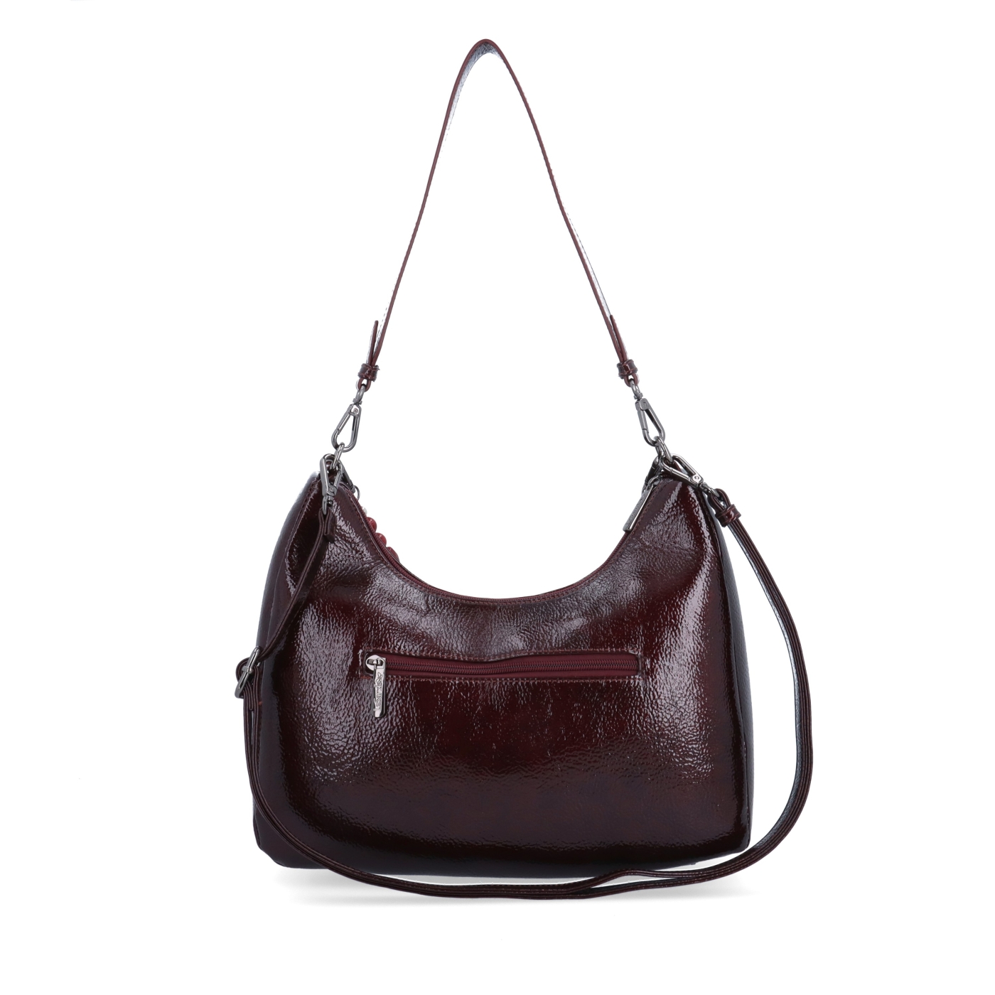 Kabelka přes rameno i crossbody s odepínacími popruhy Le Sands materiál syntetická kůže zapínání na zip barva vínová velikost střední 4637 BO Zezadu