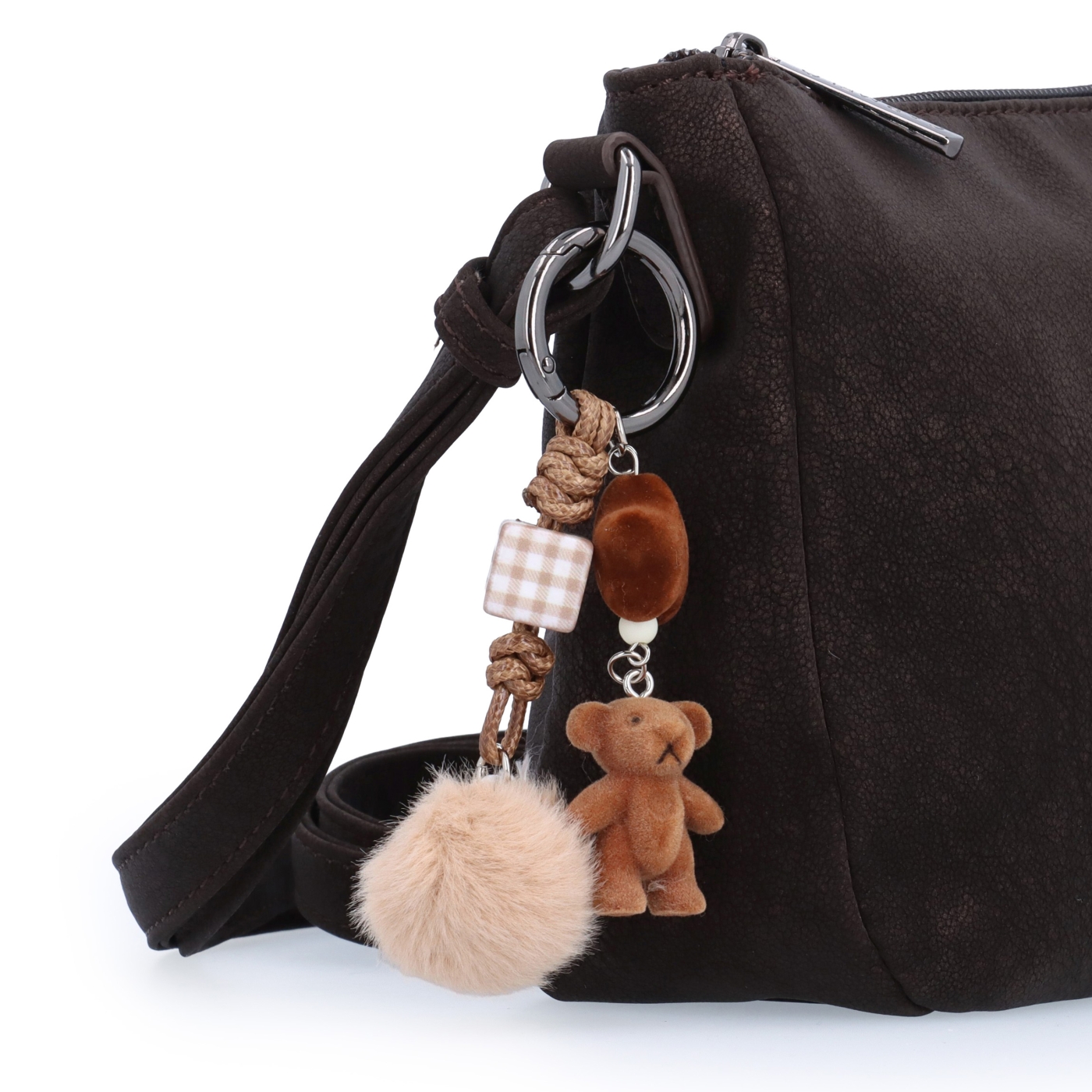 Elegantní malá crossbody kabelka Carmelo materiál syntetická kůže zapínání na zip barva hnědá velikost malá 4666 TH Detail