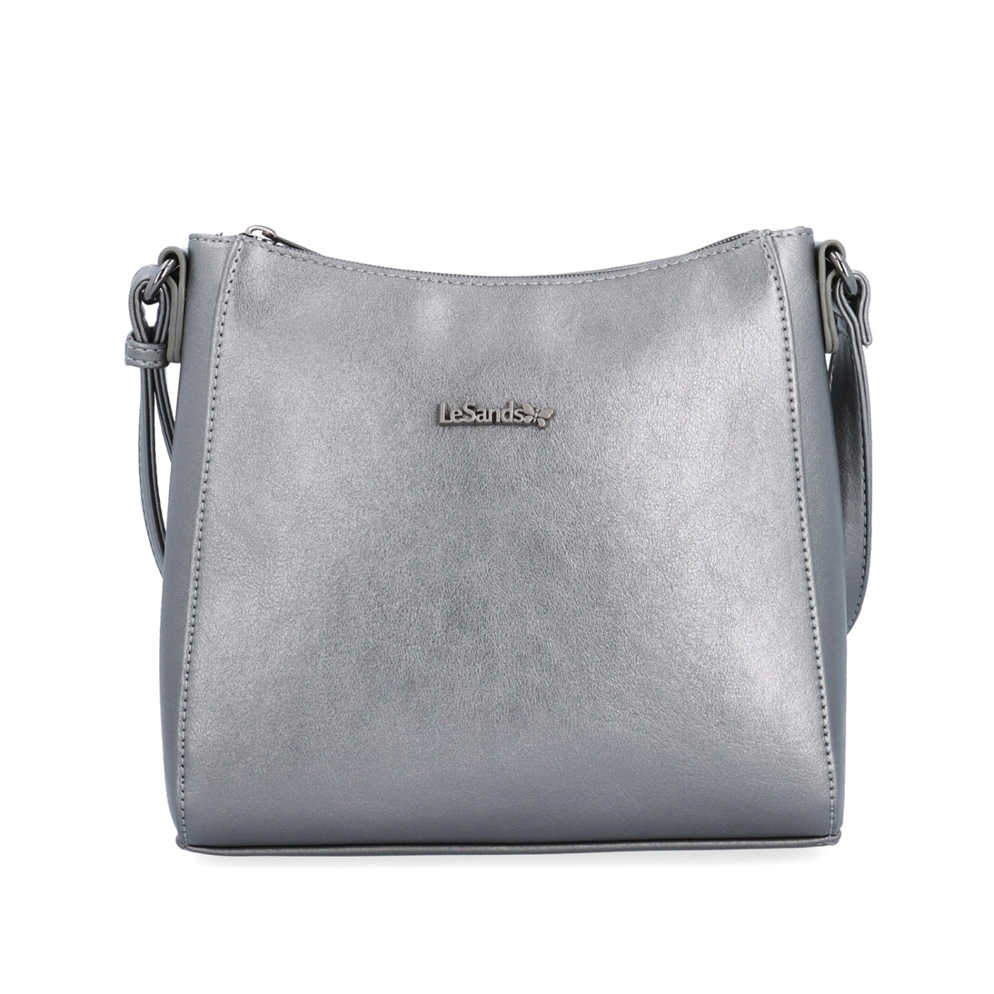 Minimalistická crossbody kabelka do města Le Sands materiál syntetická kůže zapínání na zip barva metalická velikost malá 7706 TI Zepředu