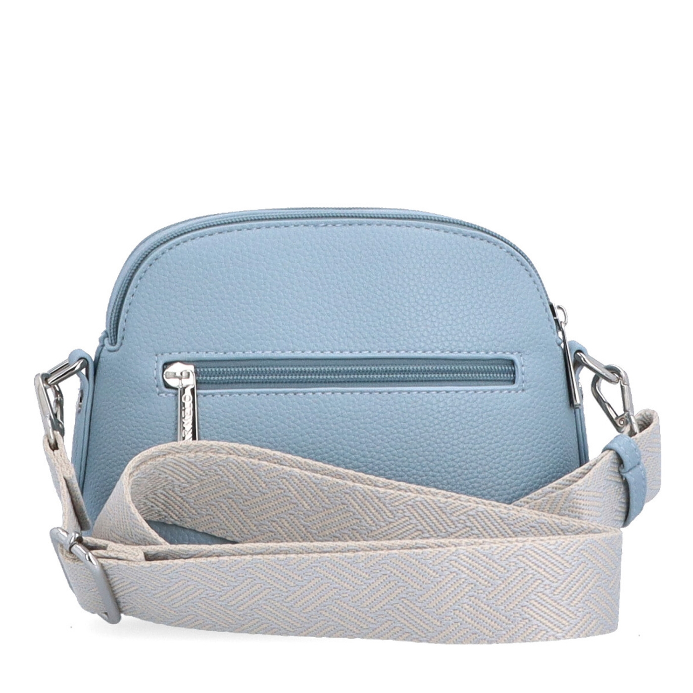 Malá crossbody kabelka s širokým popruhem Carmelo materiál syntetická kůže zapínání na zip barva modrá velikost malá 4355 SM Zezadu