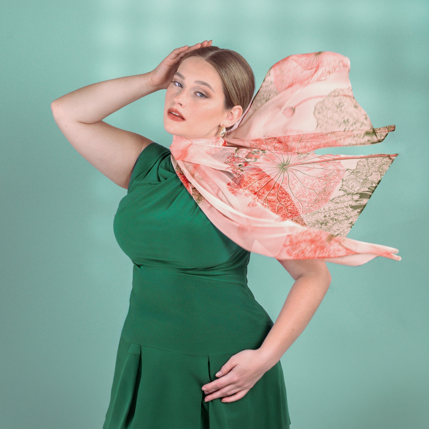 Lehká šála s květinovým motivem Noelia Bolger materiál polyester barva růžová KL502 - 03 Lifestyle