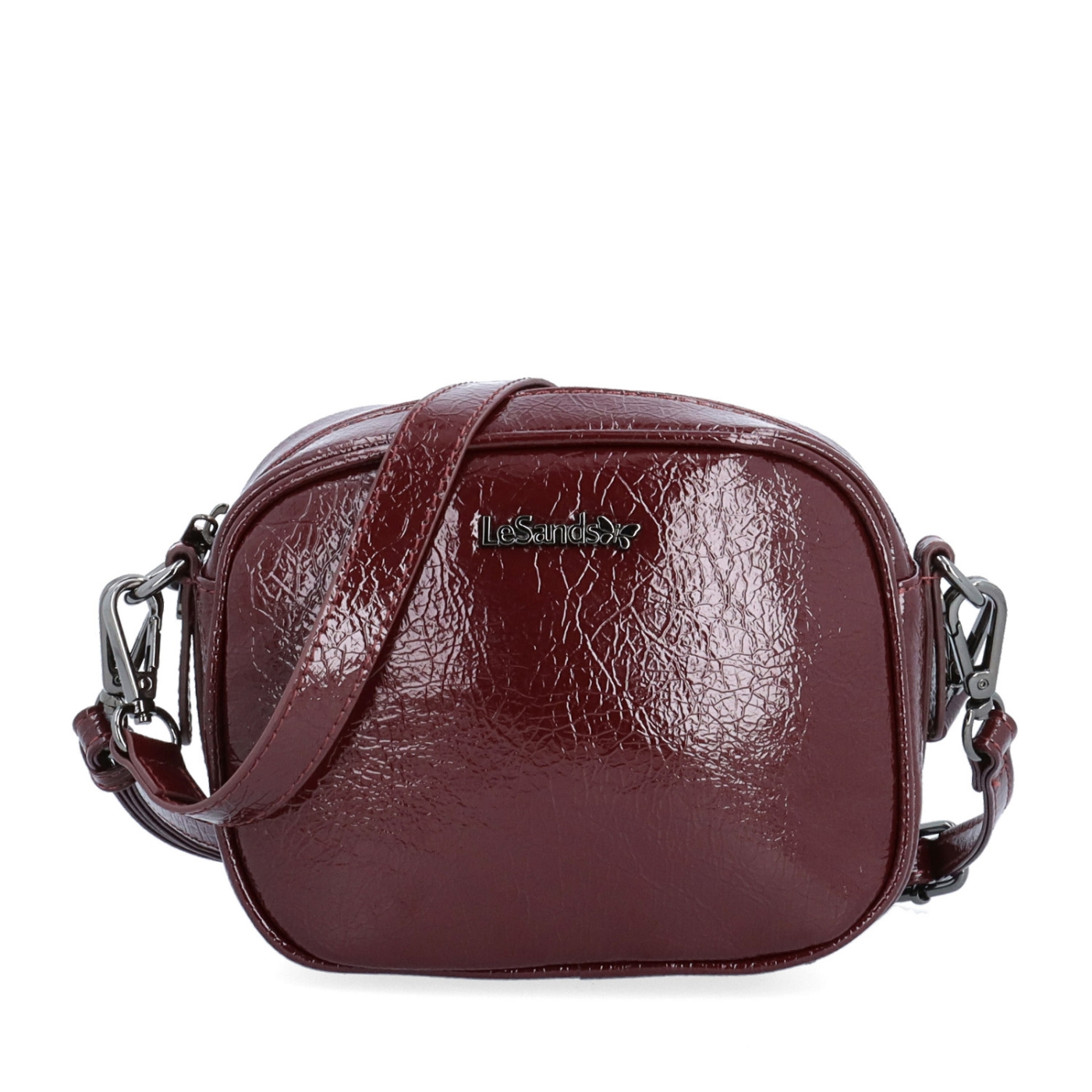 Malá crossbody kabelka se strukturovaným povrchem Le Sands materiál syntetická kůže zapínání na zip barva vínová velikost malá 4372 BO Zepředu