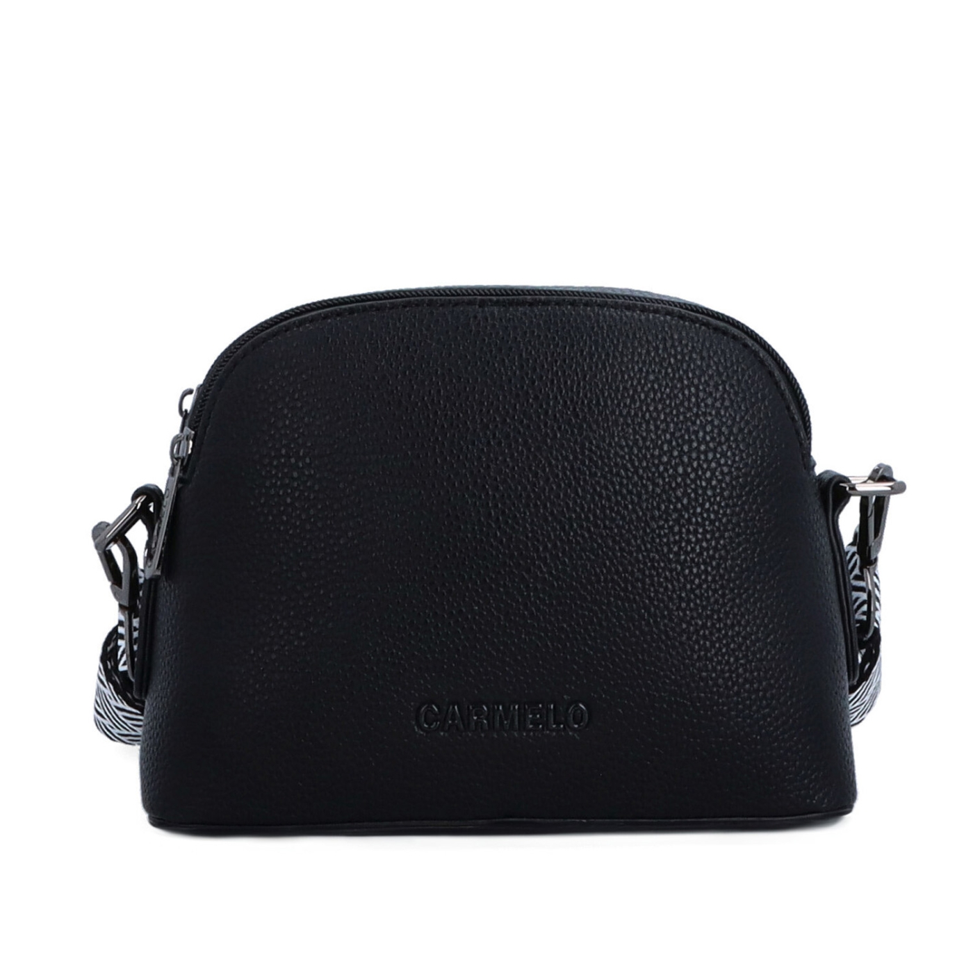 Malá crossbody kabelka s širokým popruhem Carmelo materiál syntetická kůže zapínání na zip barva černá velikost malá 4355 C Zepředu