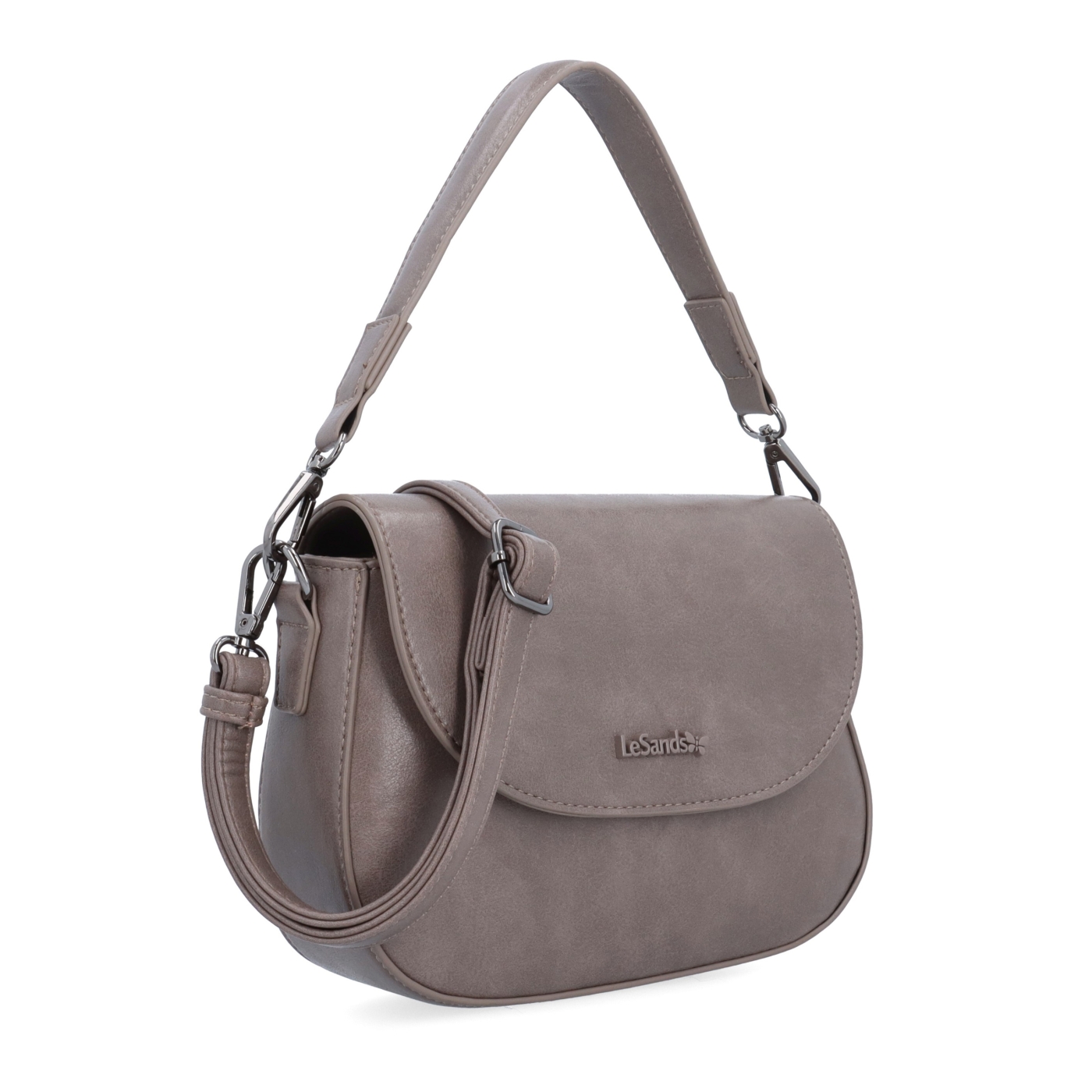 Stylová crossbody kabelka s klopou Le Sands materiál syntetická kůže zapínání s klopou barva taupe velikost malá 7730 T