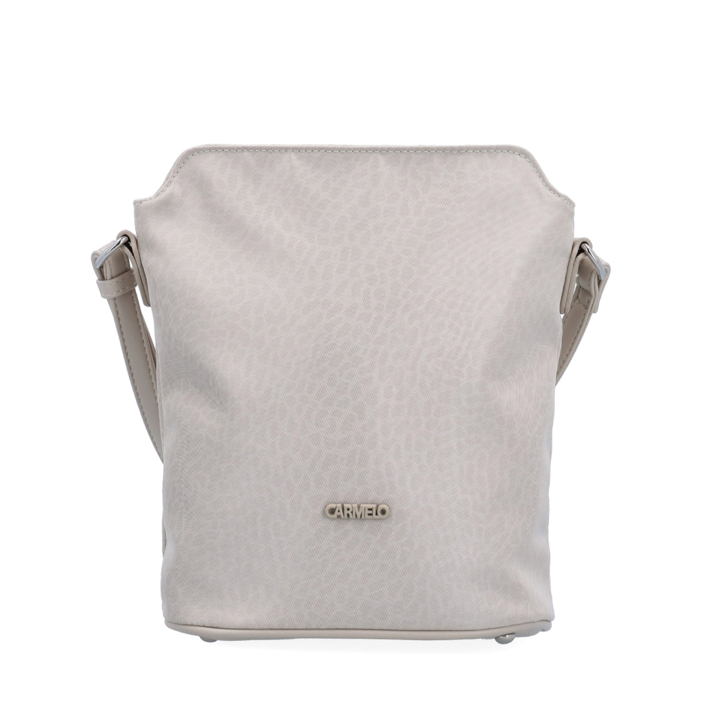 Praktická crossbody kabelka s extra kapsou Carmelo materiál nylon zapínání na zip barva béžová velikost malá 6607 BE LE Zepředu