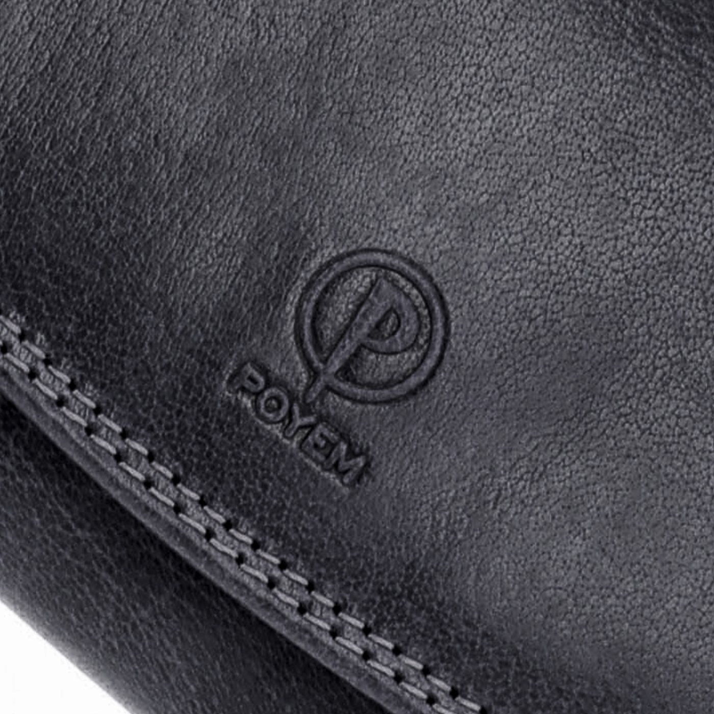 Dvouzipová kožená peněženka Poyem materiál kůže zapínání na cvoček barva černá velikost velká 5215 Poyem C Logo