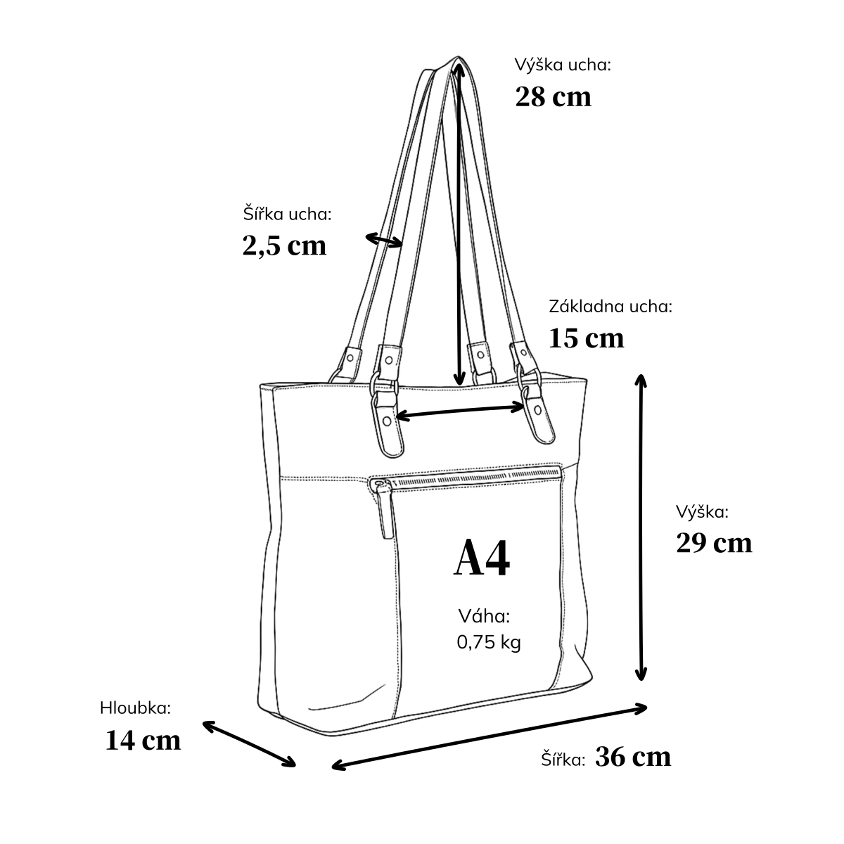Velká kožená kabelka s kapsami na zip Noelia Bolger materiál kůže zapínání na zip barva béžová velikost velká NB 2104 BE Rozměry