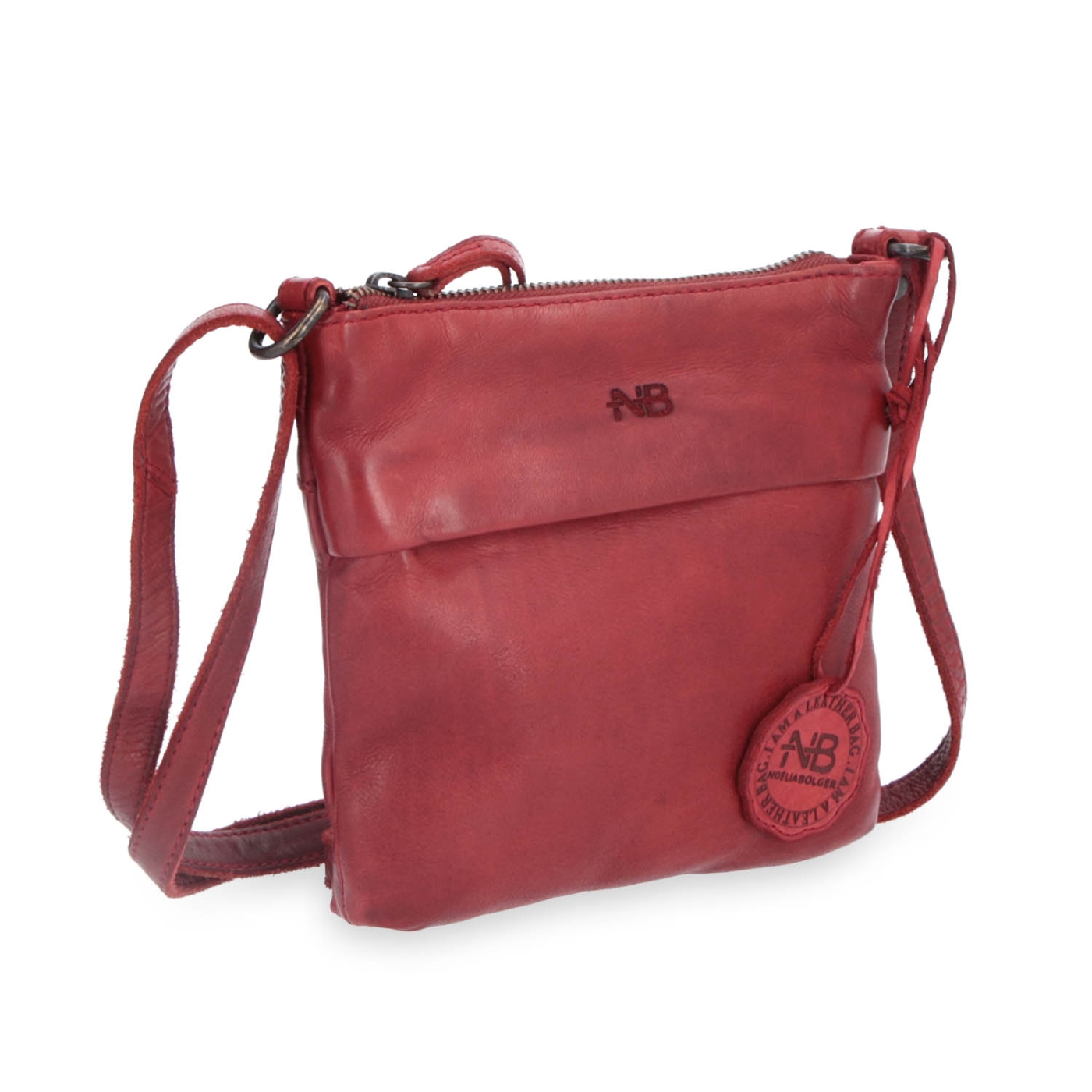 Malá kožená crossbody se zapínáním na zip Noelia Bolger materiál kůže zapínání na zip barva červená velikost malá NB 2090 CV