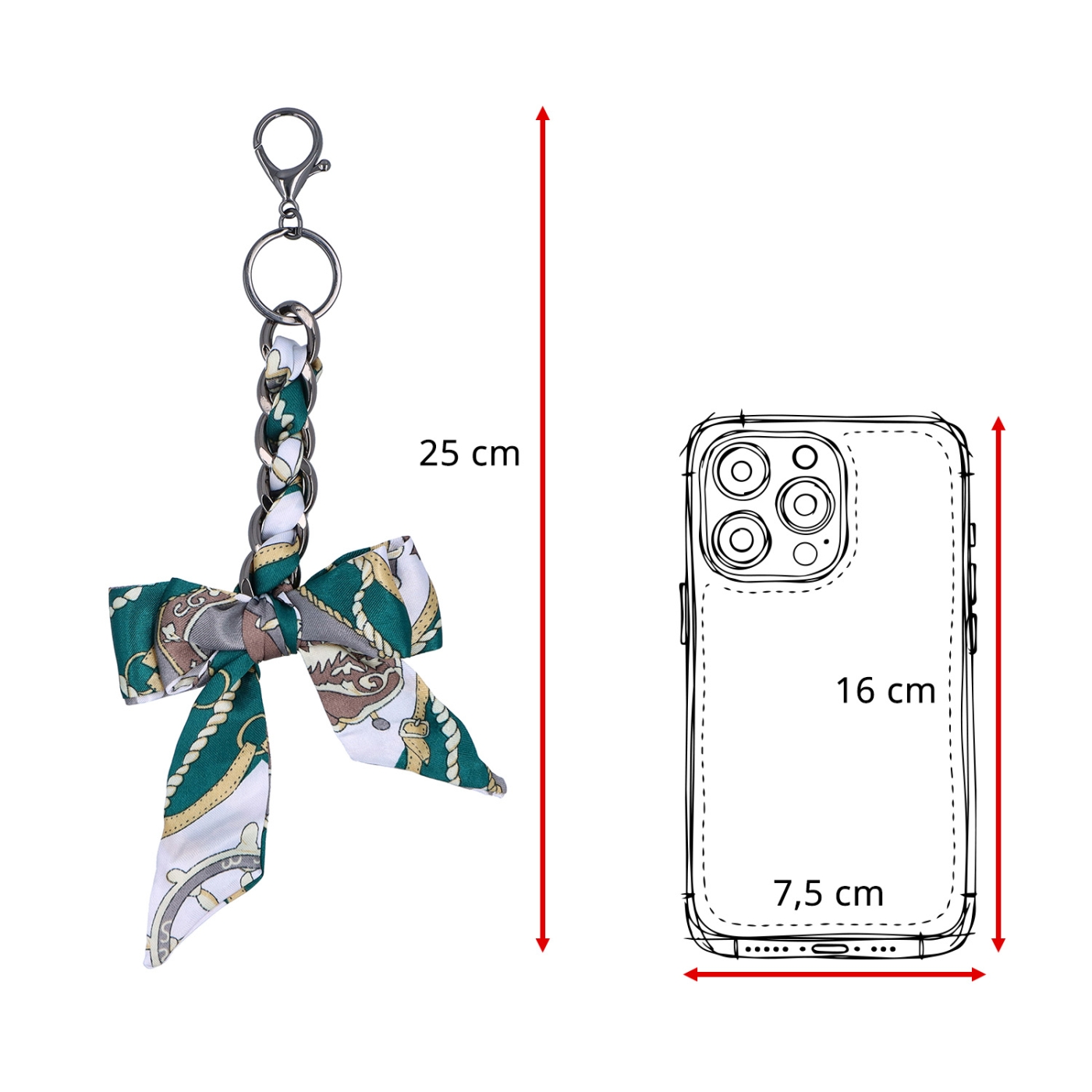 Přívěsek na kabelku s mašlí a karabinkou Indee materiál textil barva multicolor D014