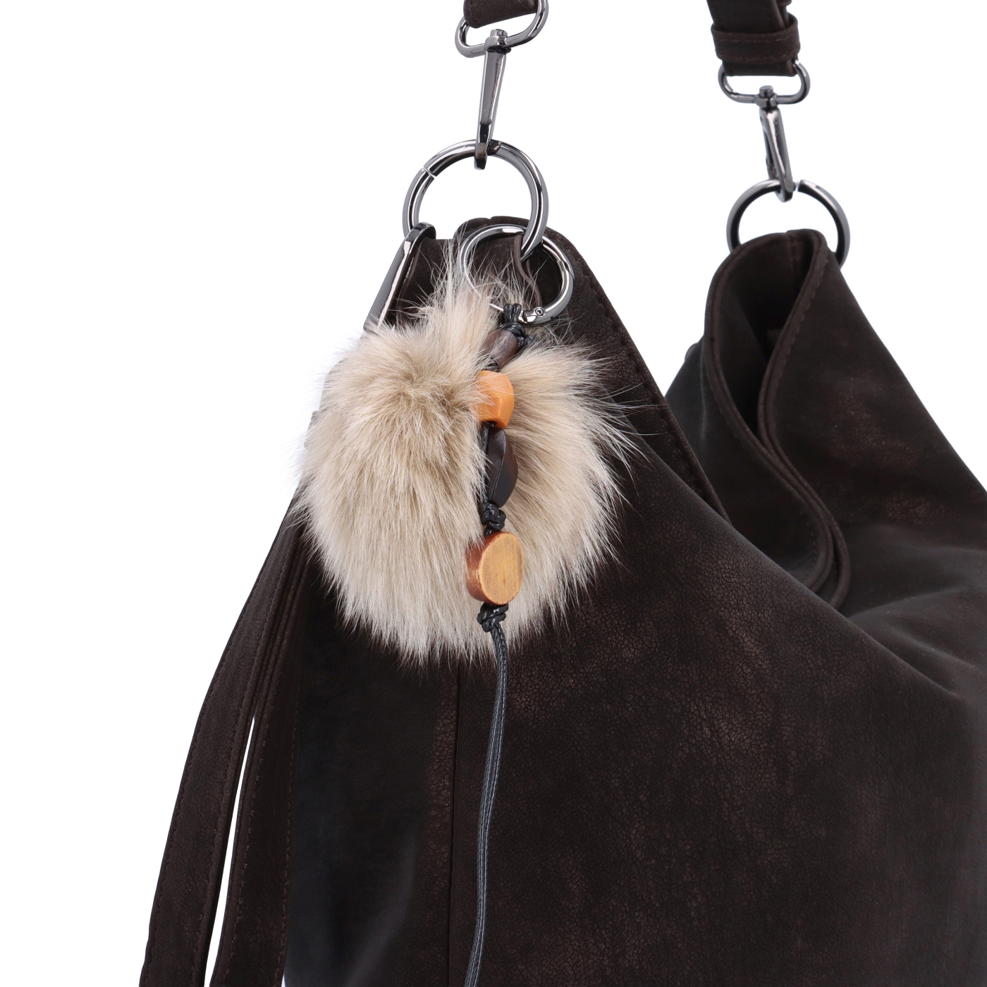 Stylová hobo kabelka s odepínacími popruhy Carmelo materiál syntetická kůže zapínání na zip barva hnědá velikost střední 4657 TH Detail