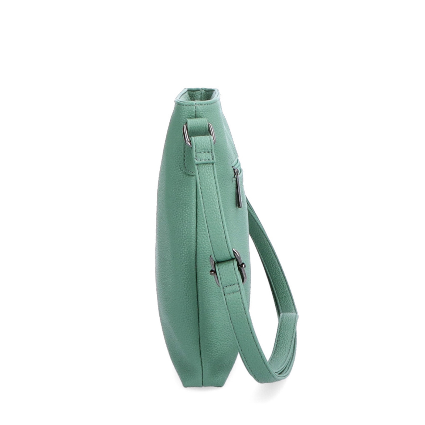 Crossbody kabelka na zip Carmelo materiál syntetická kůže zapínání na zip barva zelená velikost malá 4324 ZE Z boku