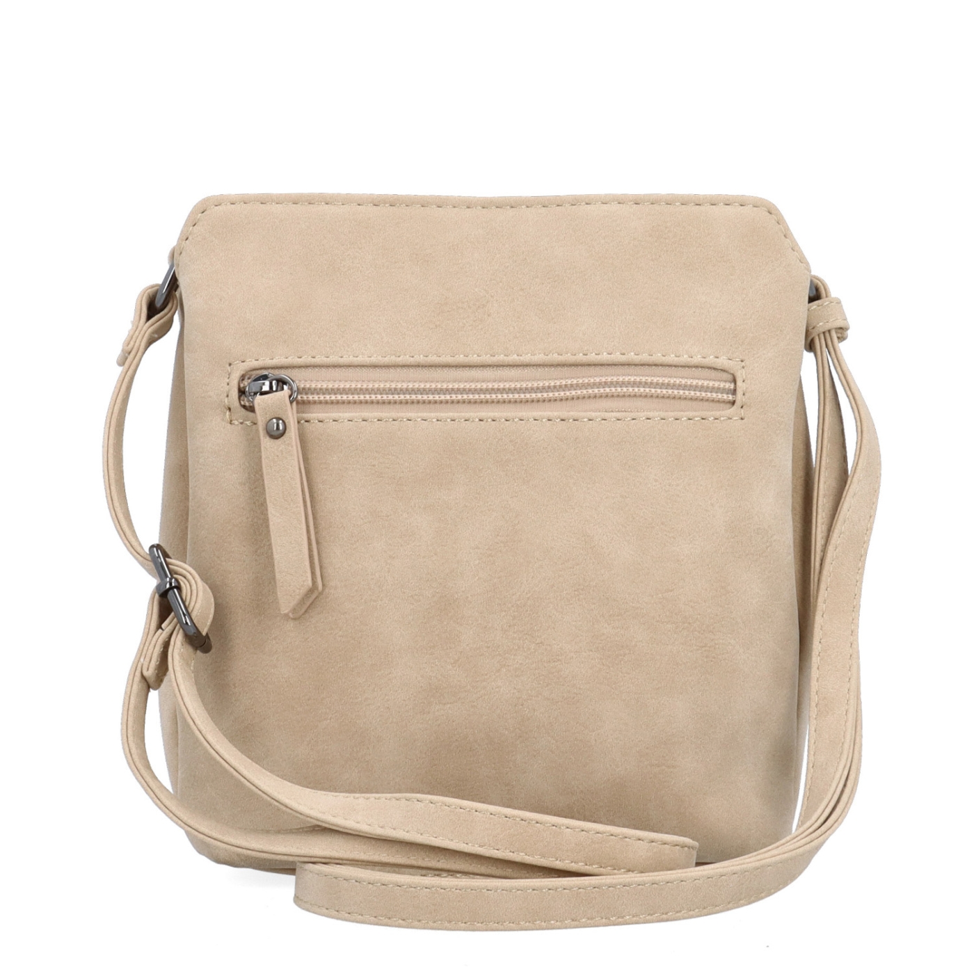 Praktická crossbody kabelka s členěným vnitřkem Tangerin materiál syntetická kůže zapínání na zip barva béžová velikost malá 1117 BE Zezadu