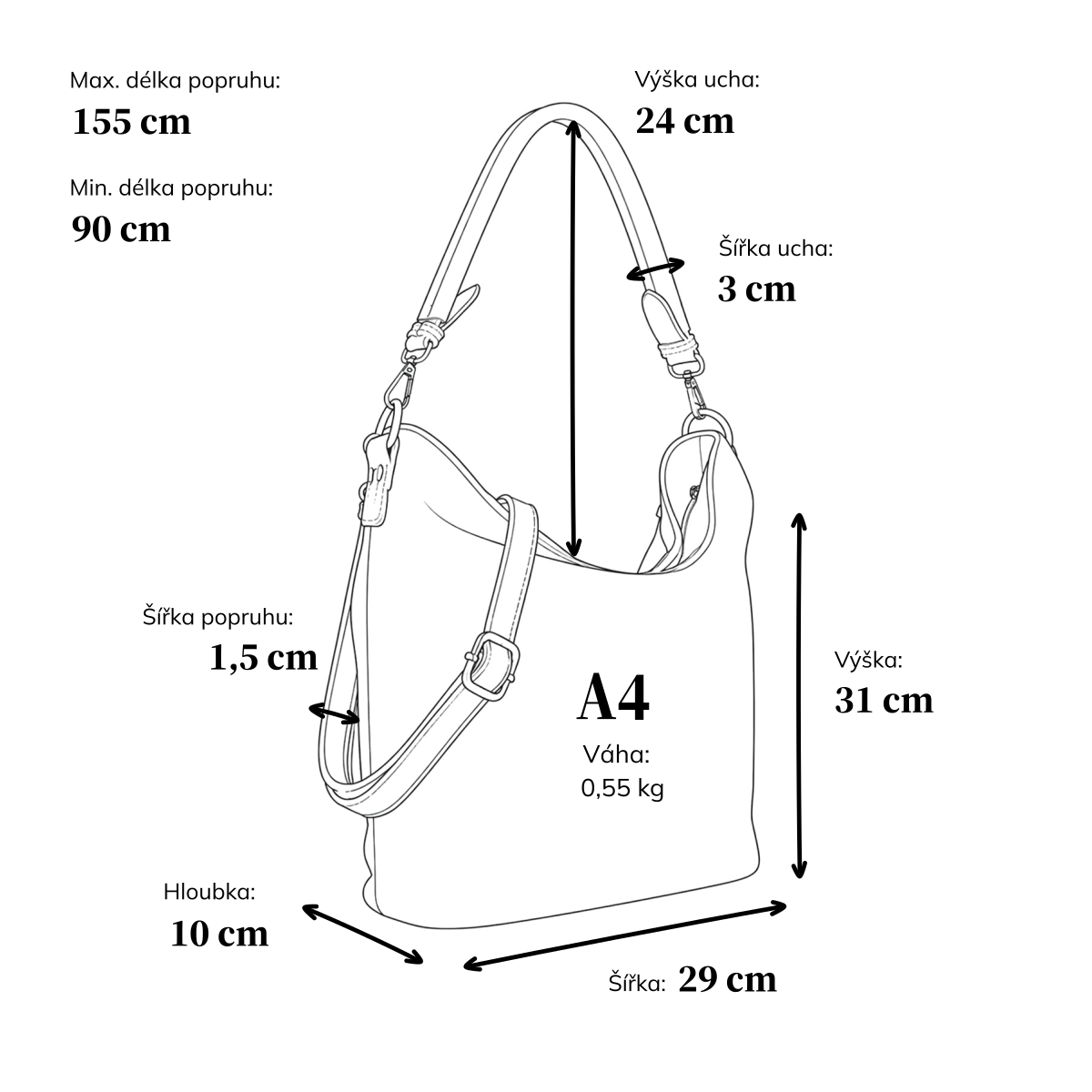 Měkká kabelka s prošíváním a elegantním nádechem Carmelo materiál nylon zapínání na zip barva černá velikost střední 4383 C Rozměry